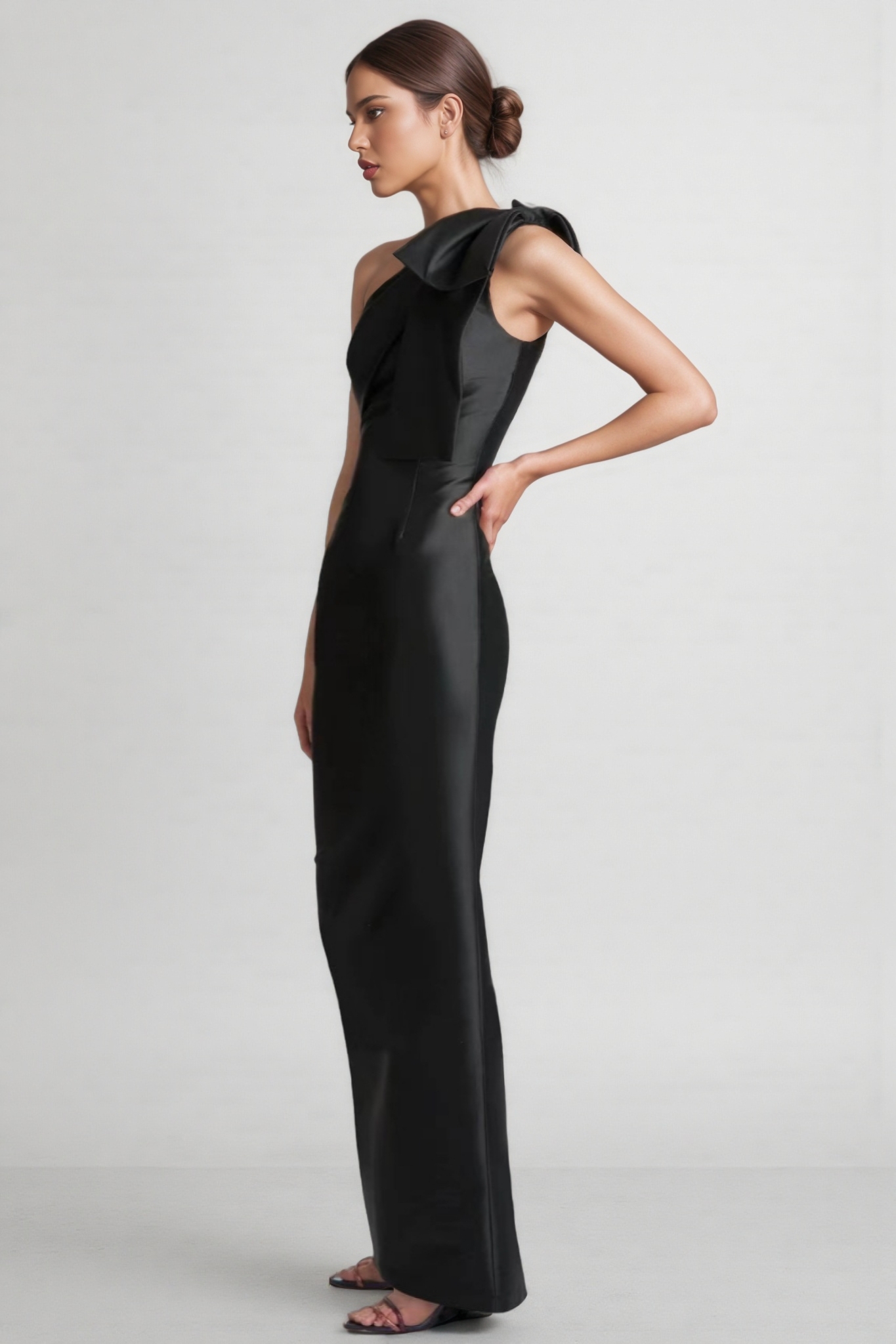 Jojo Bow One-Shoulder Maxi Dress