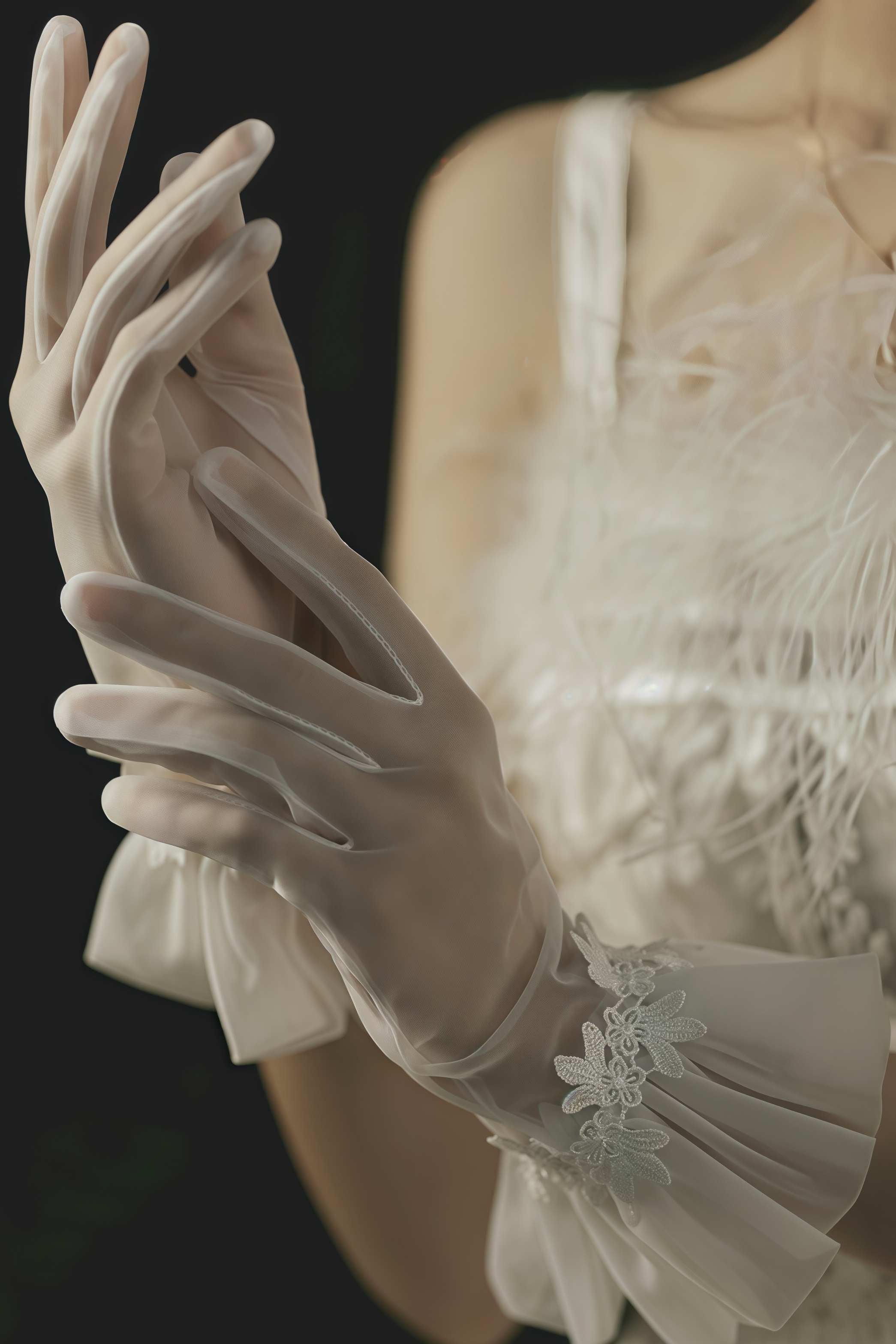 Kenlt White Bow Gloves