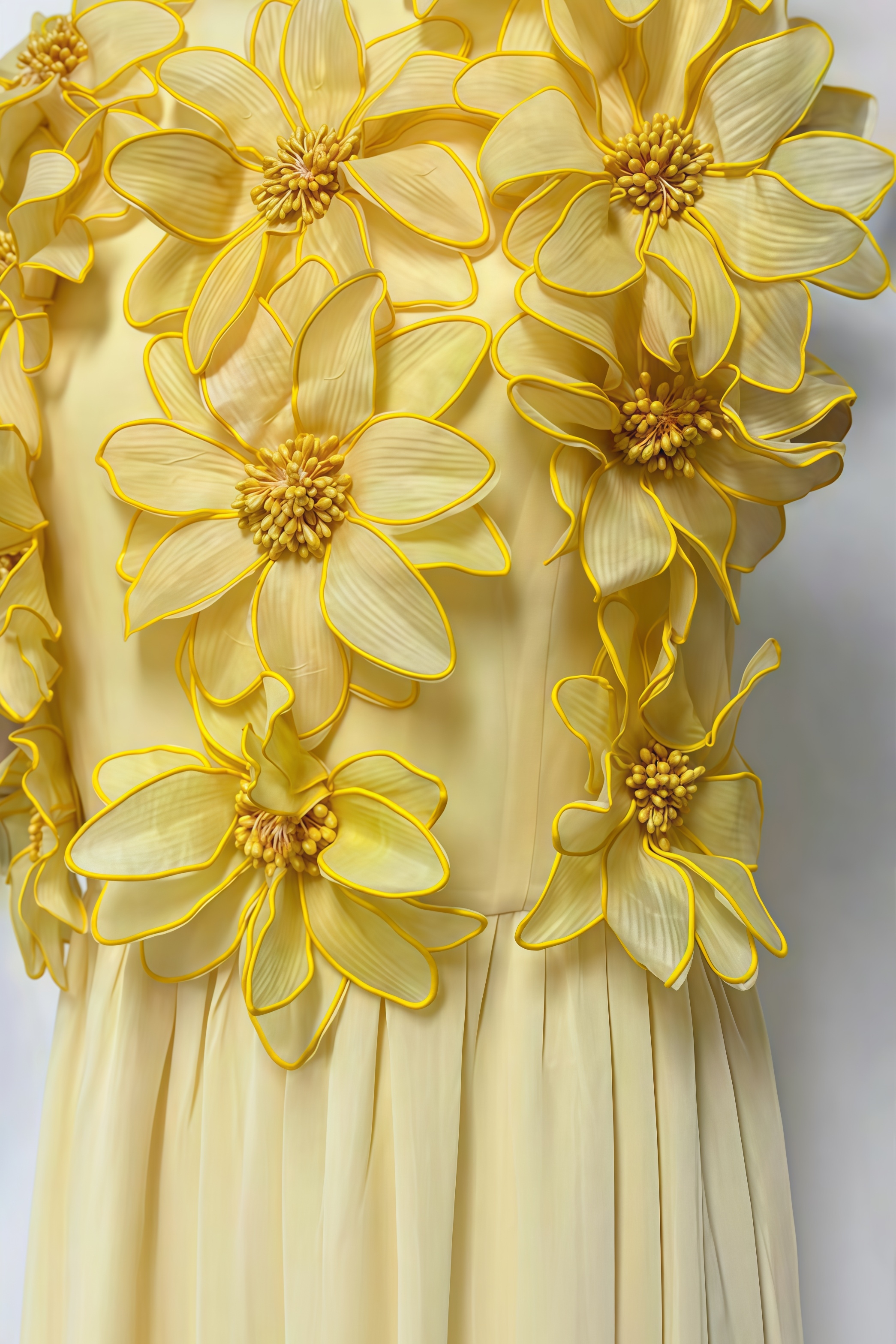 Ytharis Yellow 3D Floral Maxi Dress