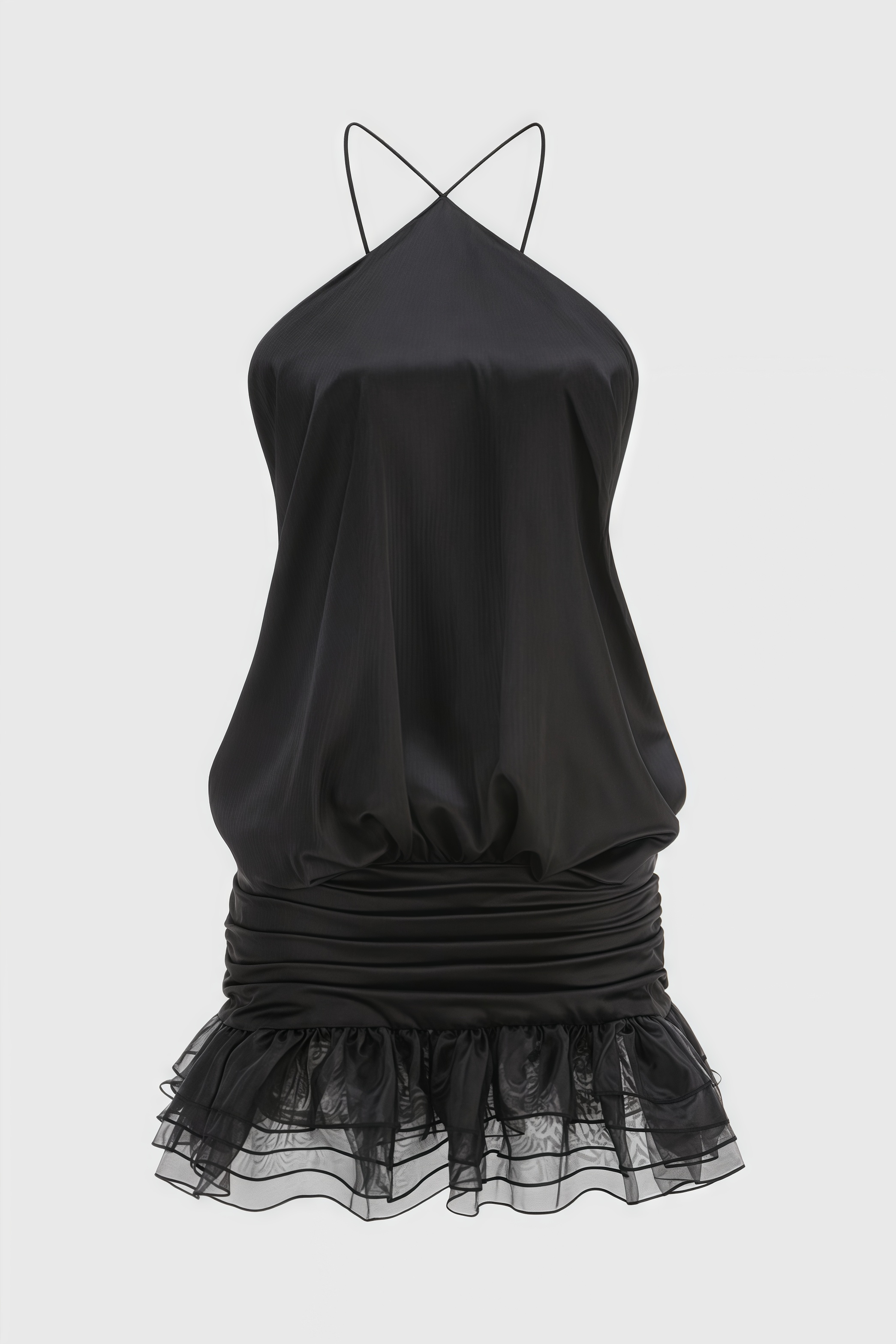 Faitd Black Strapless Backless Mini Dress