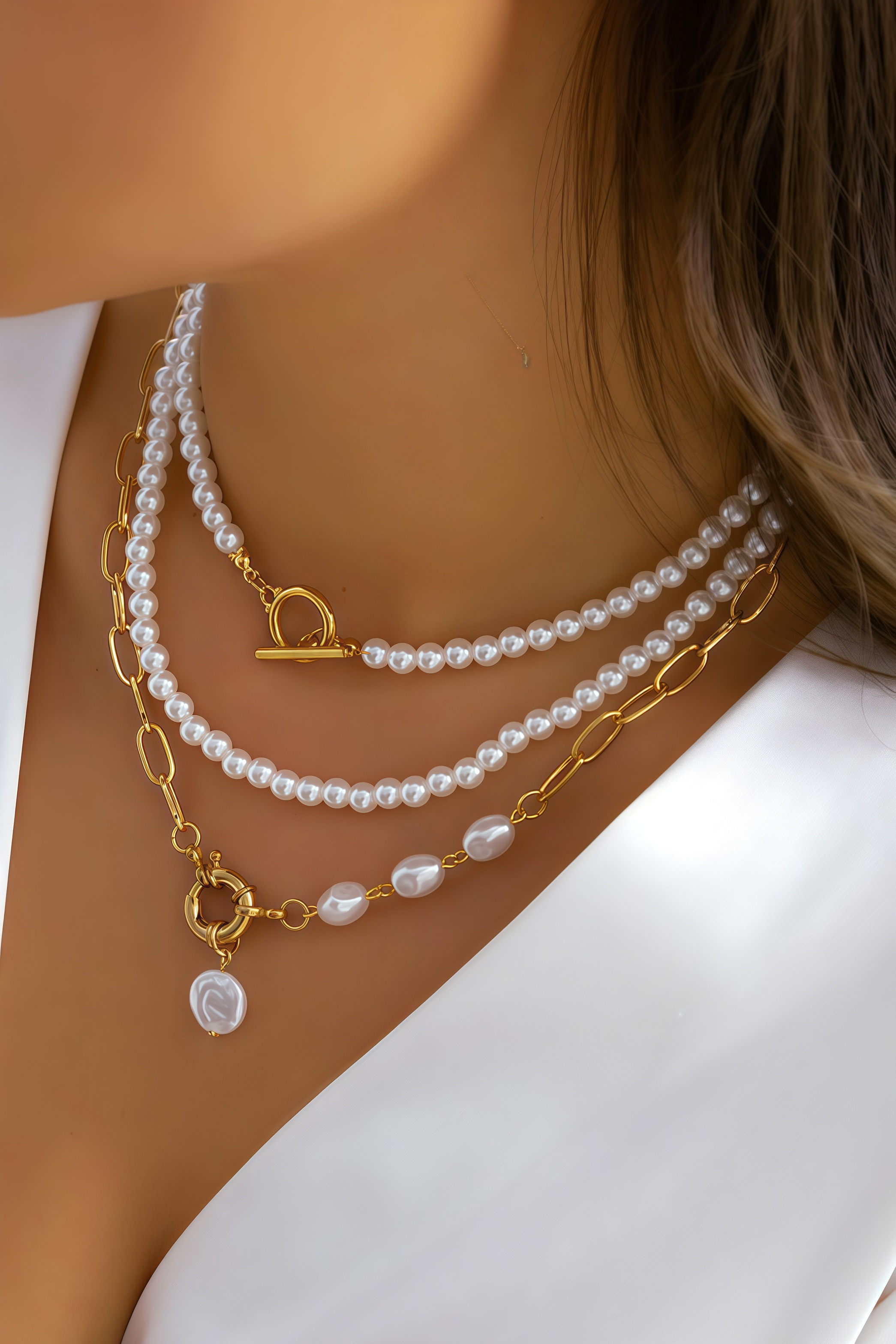 Alder Pearl Patchwork Necklace