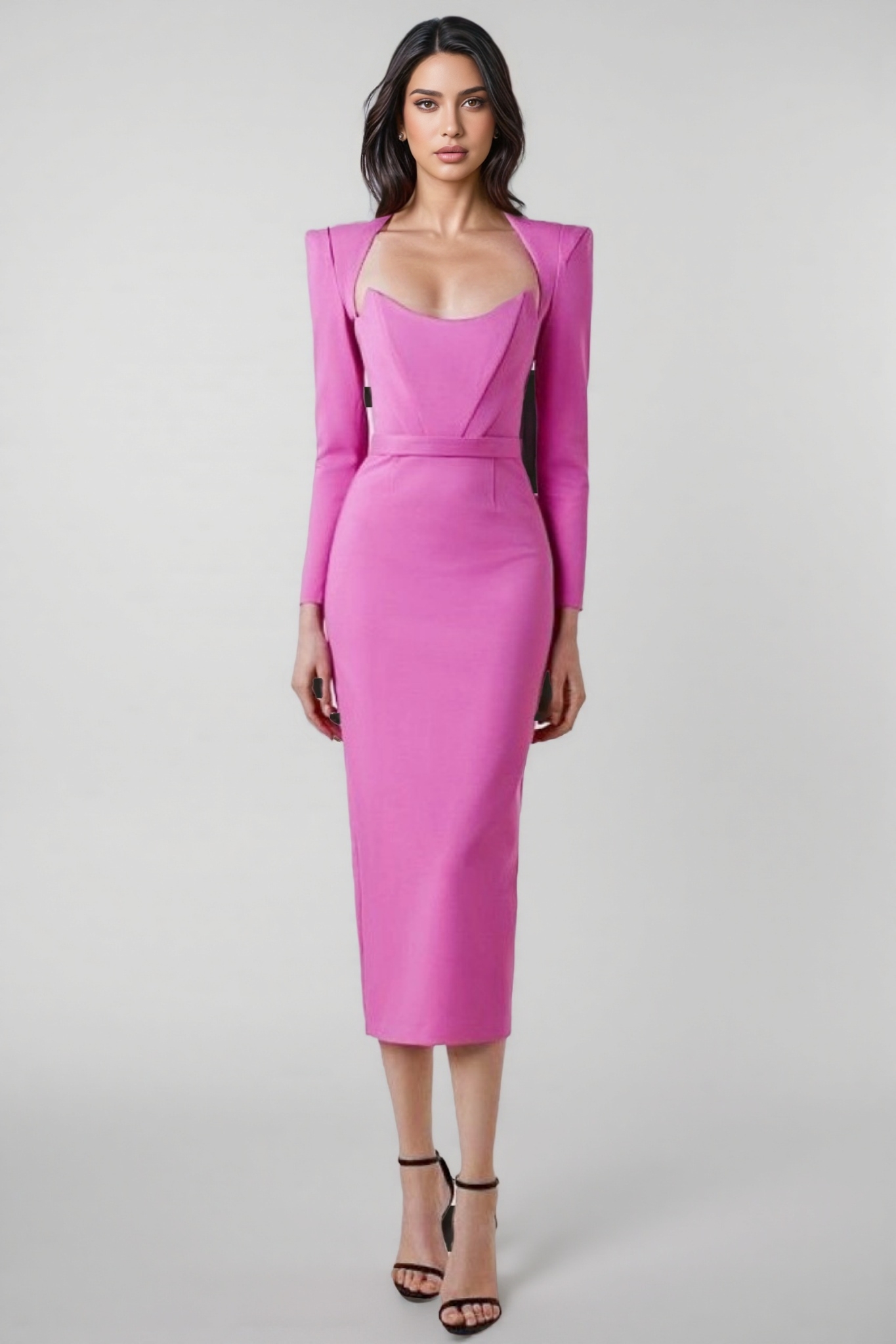 Thandiwe Square Neck Cowl Shoulder Maxi Dress-Rose