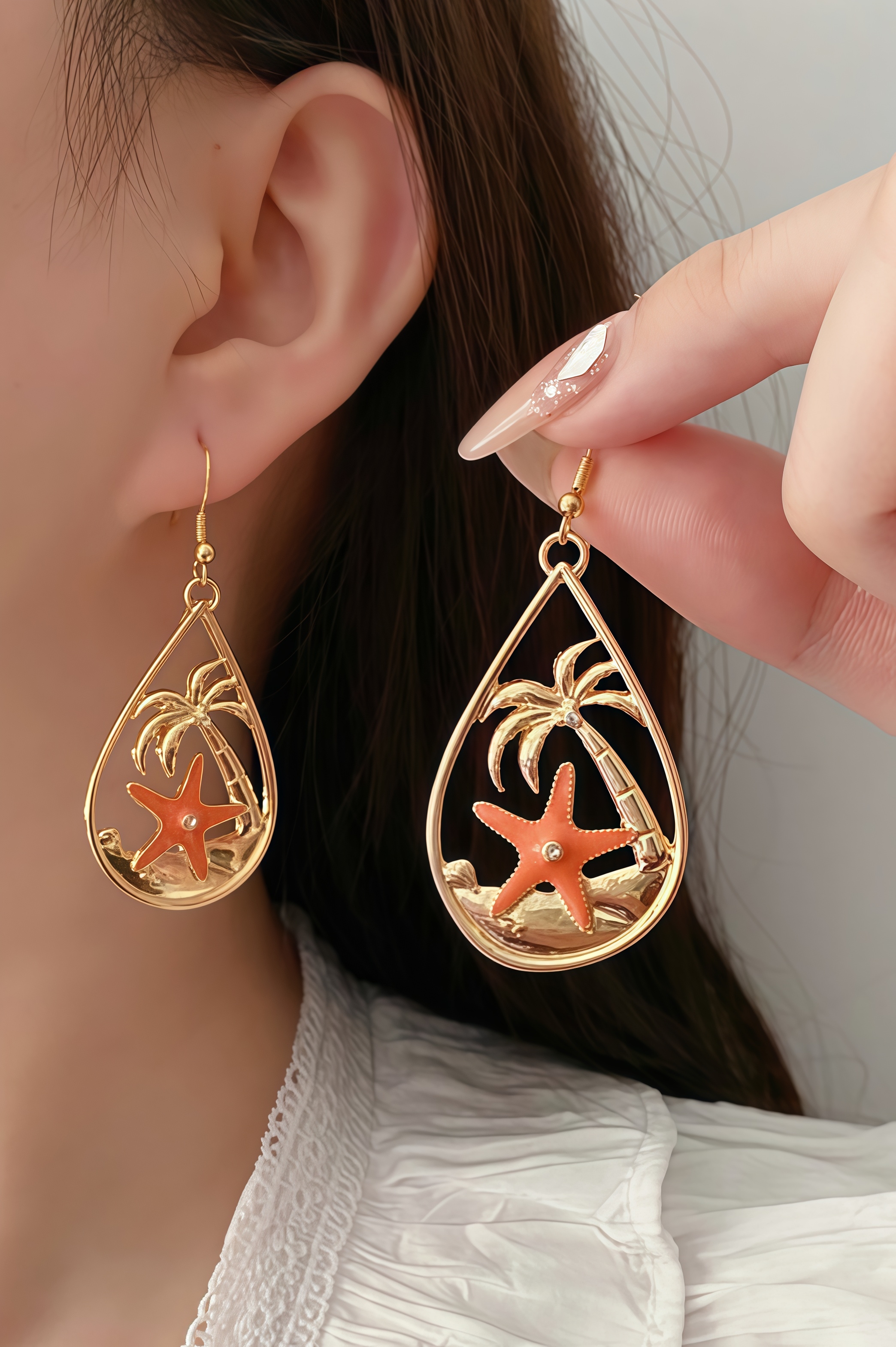Grover Starfish Droplet Shaped Earrings