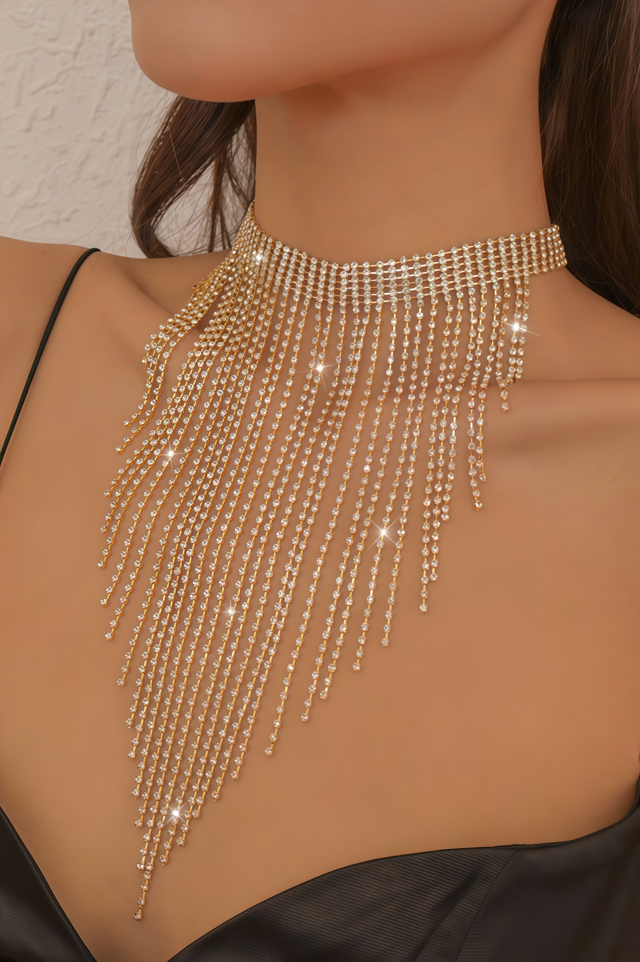 Oriana Tassel Rhinestone Necklace