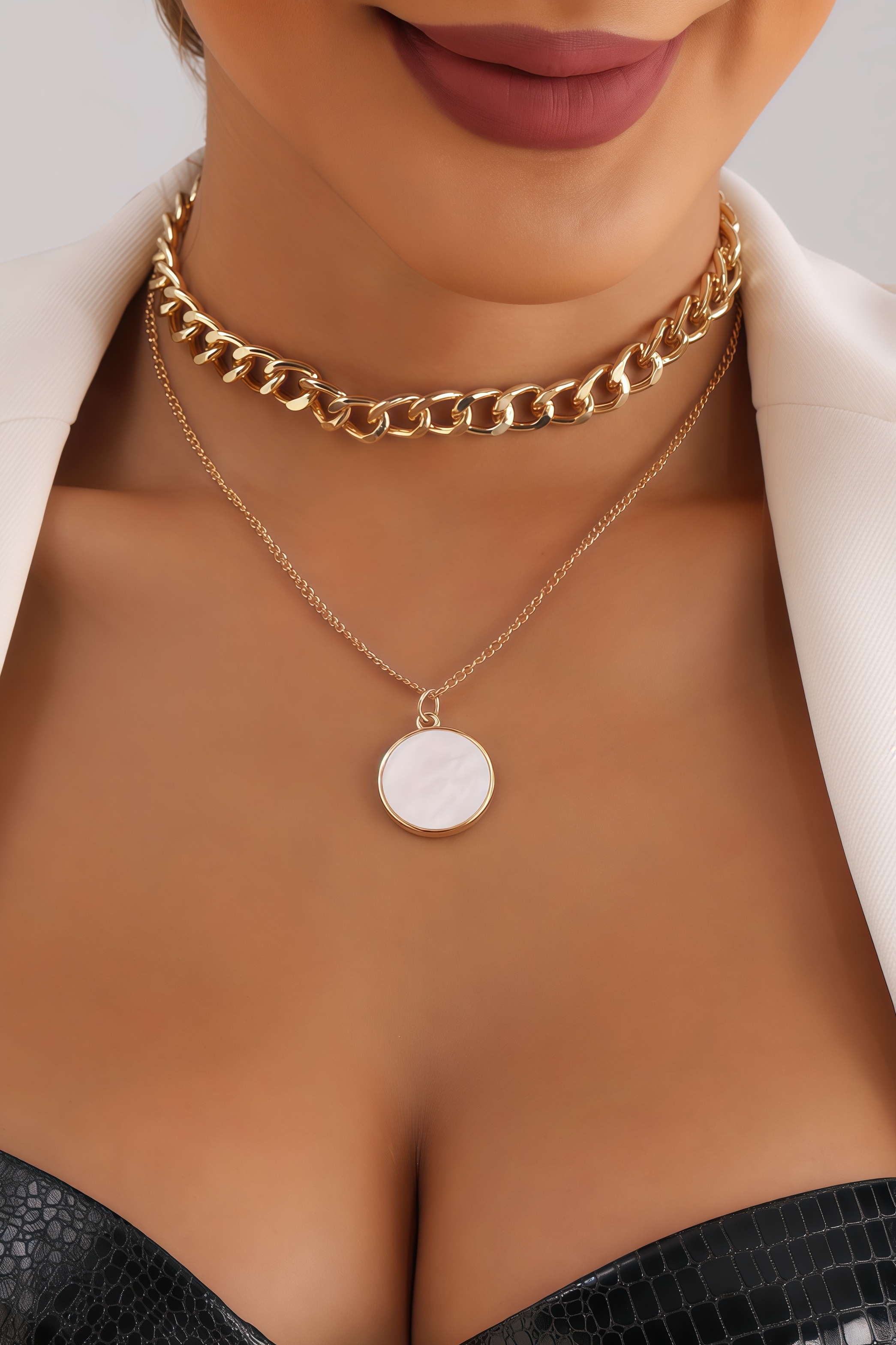 Ebenezer Round White Beimu Pendant Necklace