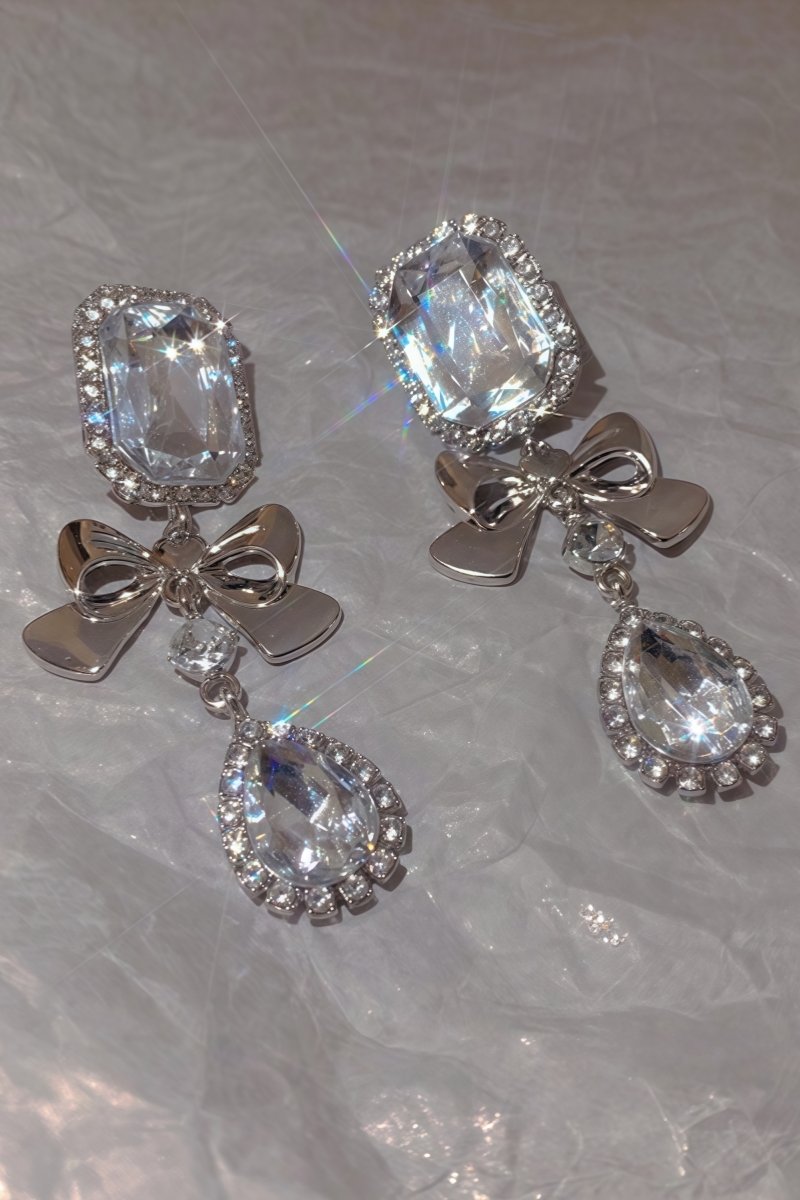 Anselr Bow Water Drop Earrings