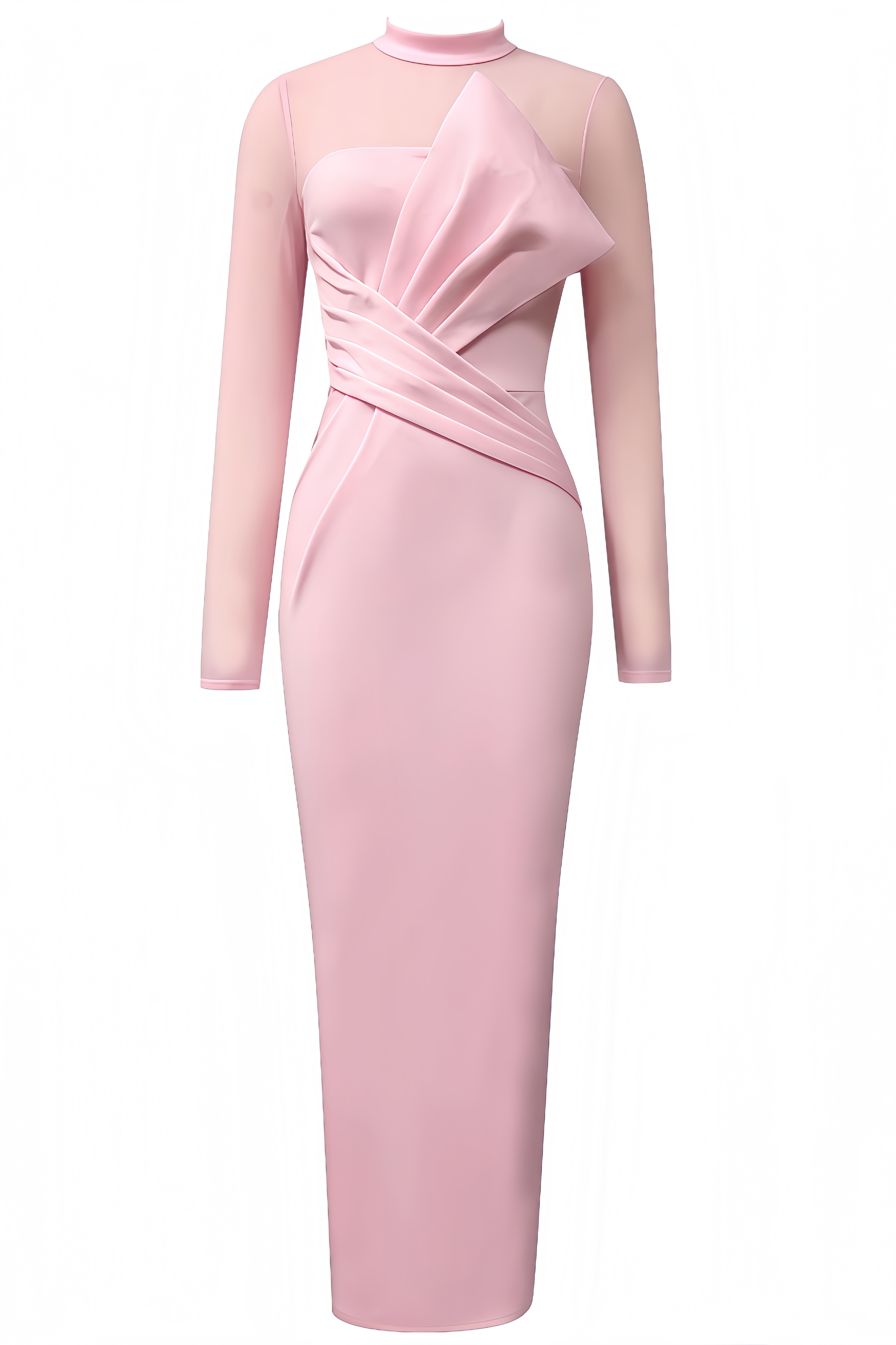 Cyerra Long-Sleeved Mesh Midi Dress