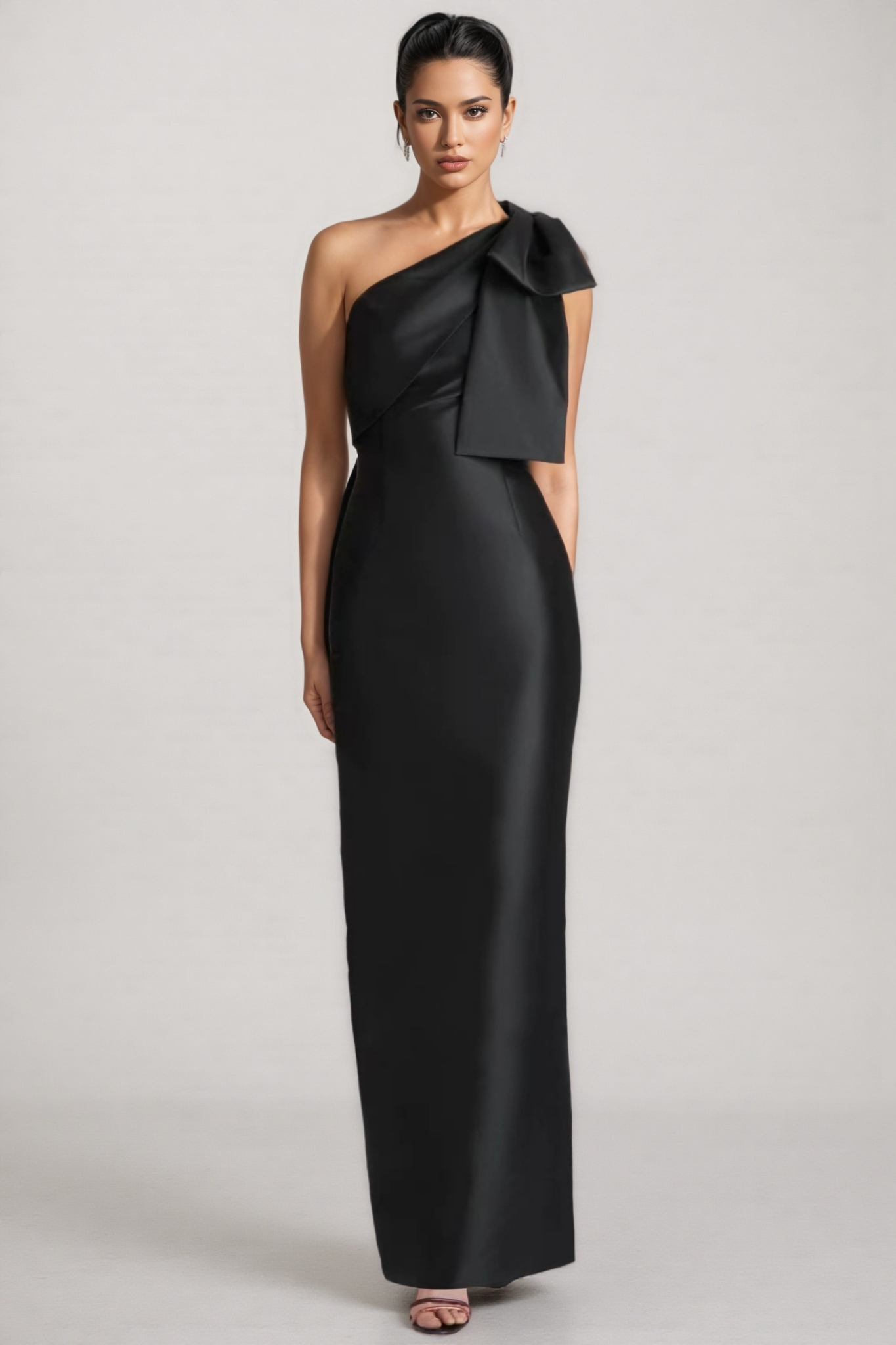 Jojo Bow One-Shoulder Maxi Dress