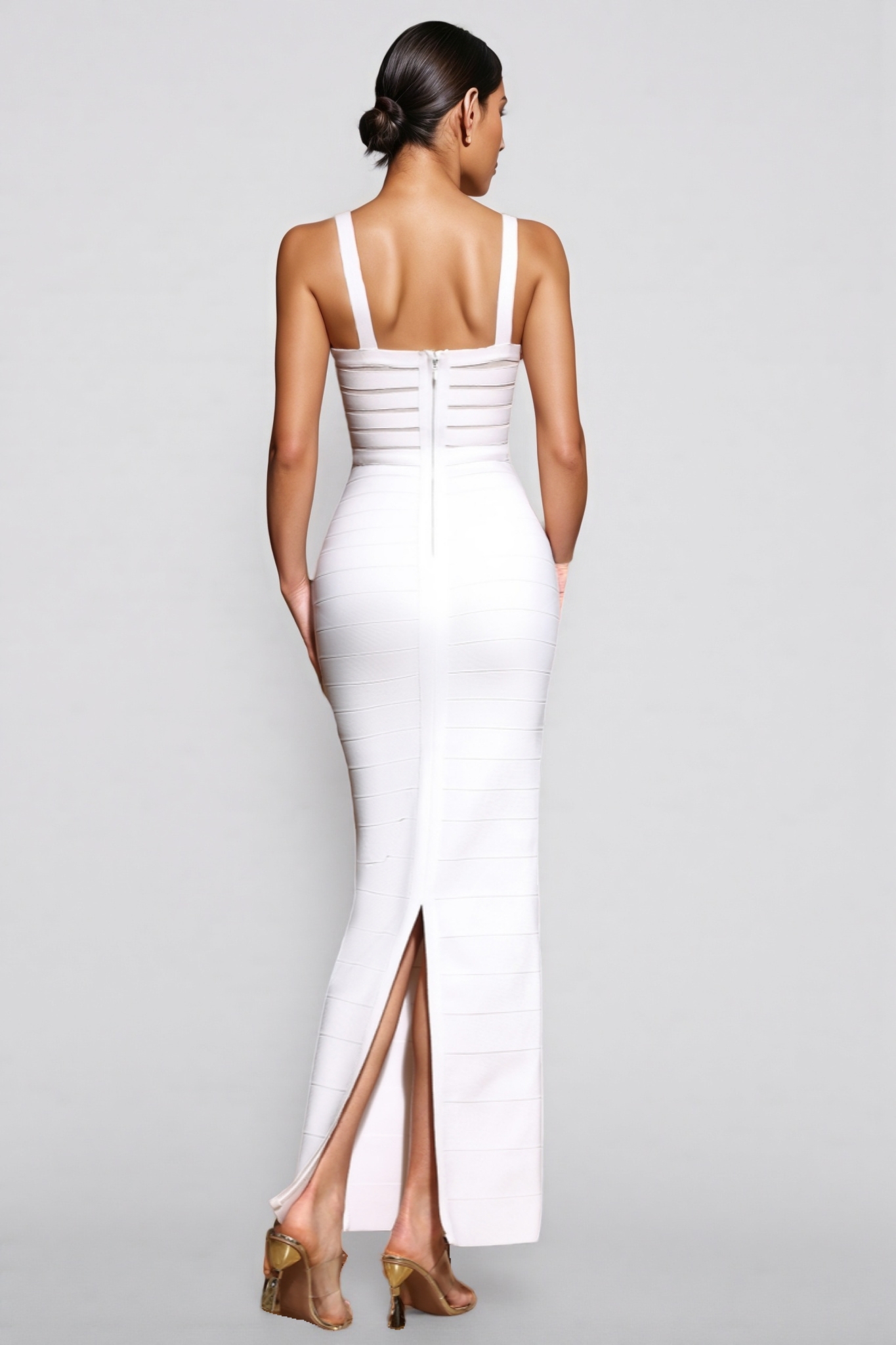 Yeriel White Cross Cut-outs Maxi Dress