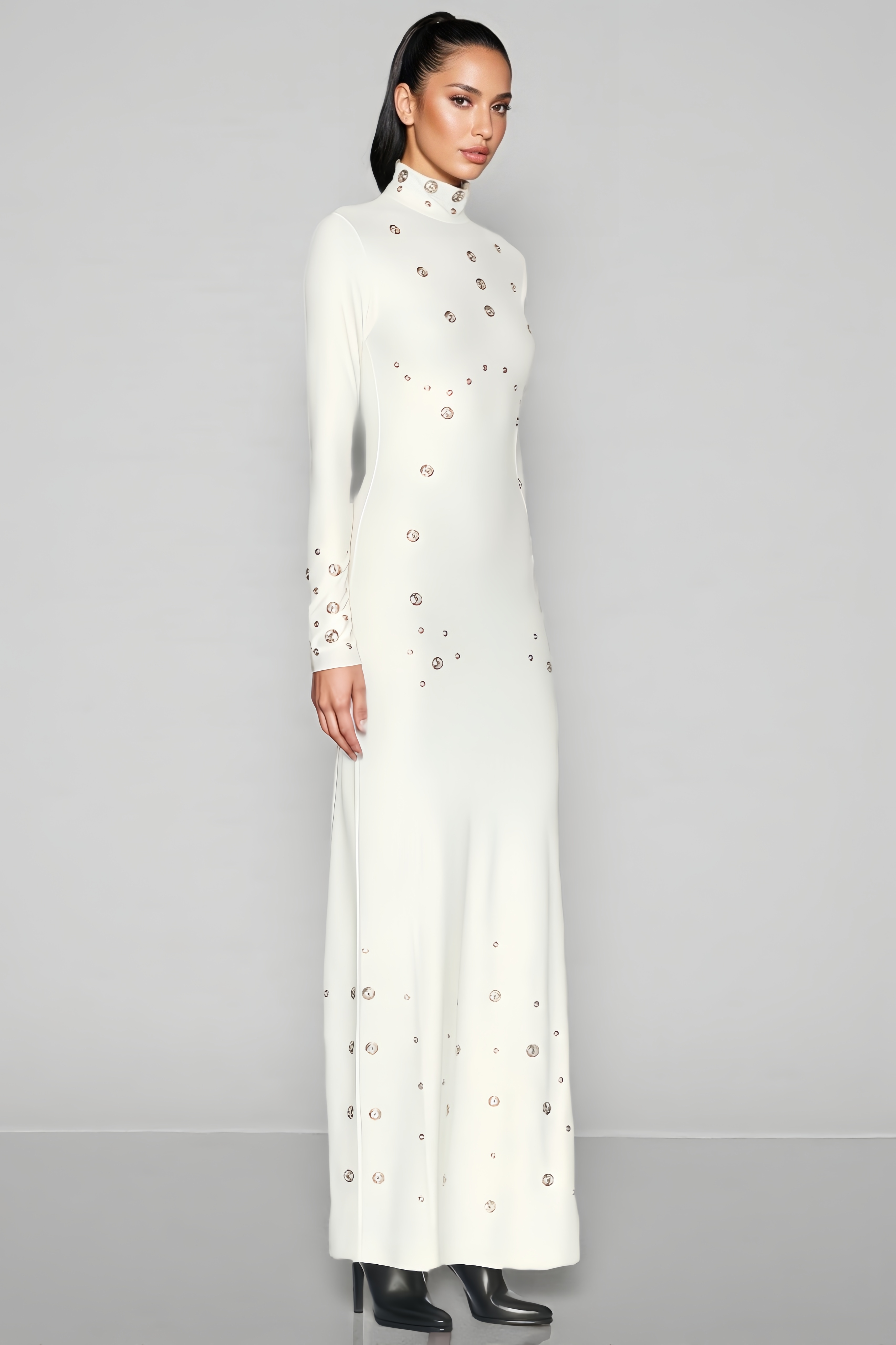 Ellis Riveted Openwork Maxi Dress