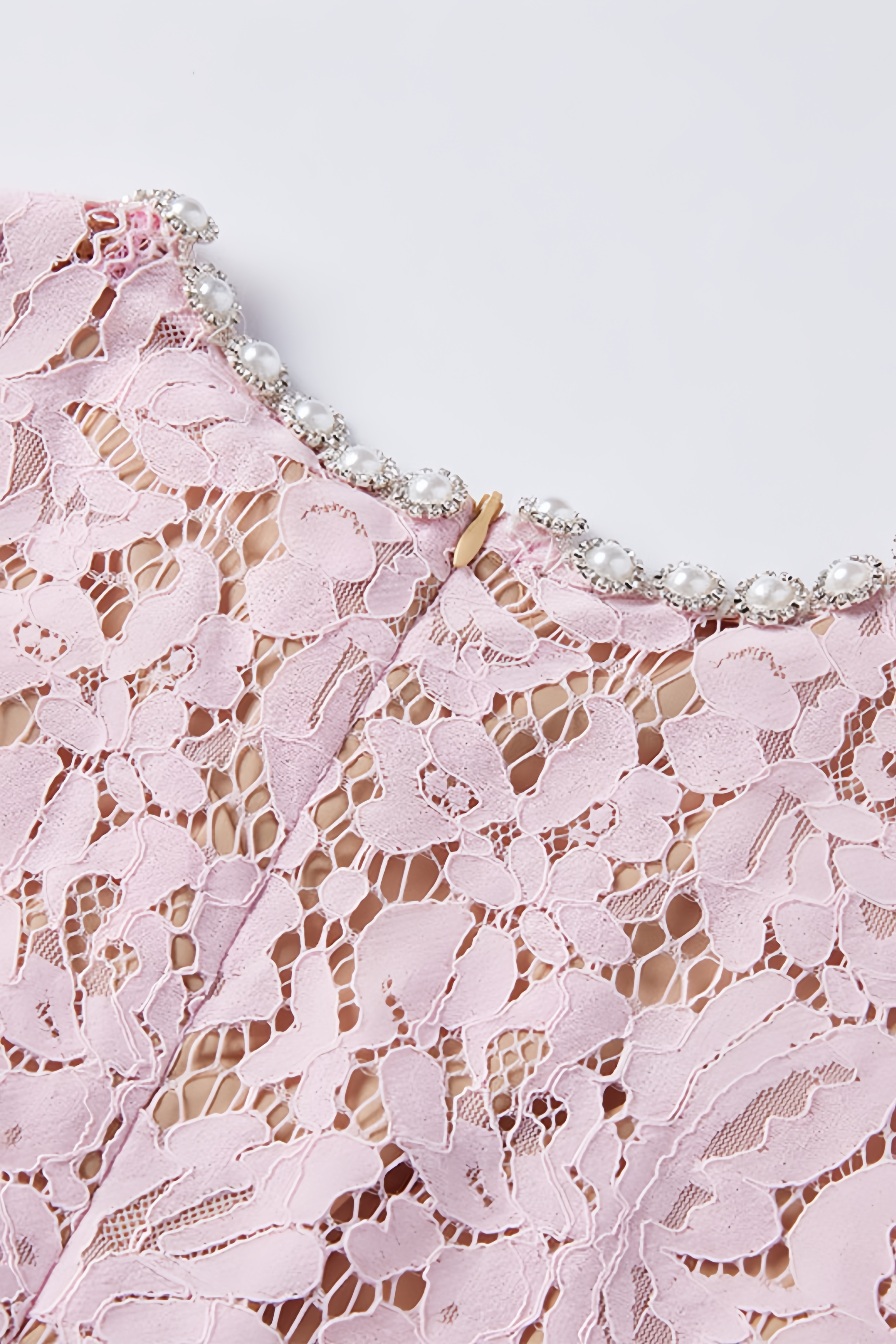 Lika Pink Lace Bow Trim Midi Dress