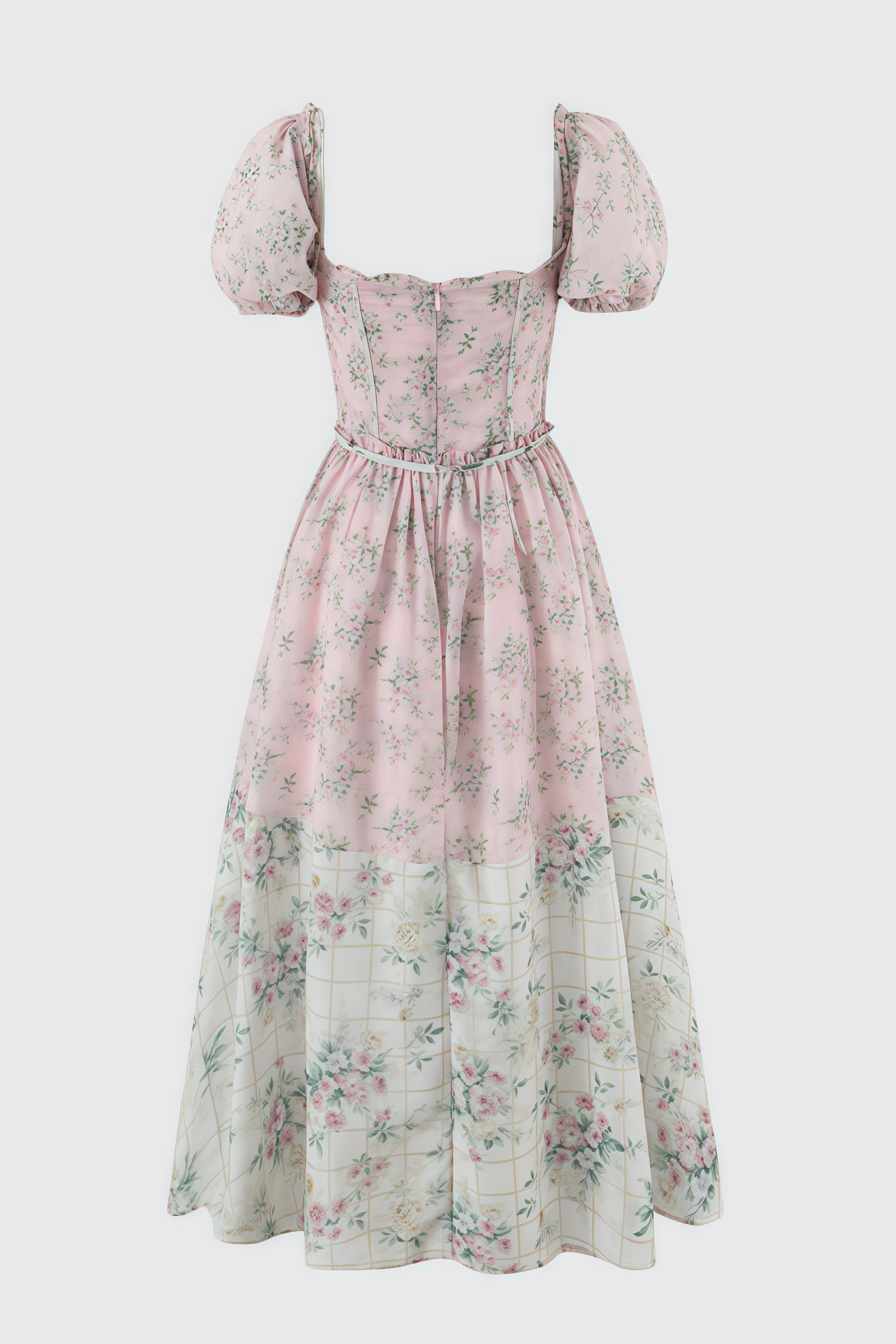 Darylt Pink Floral Chiffon Midi Dress