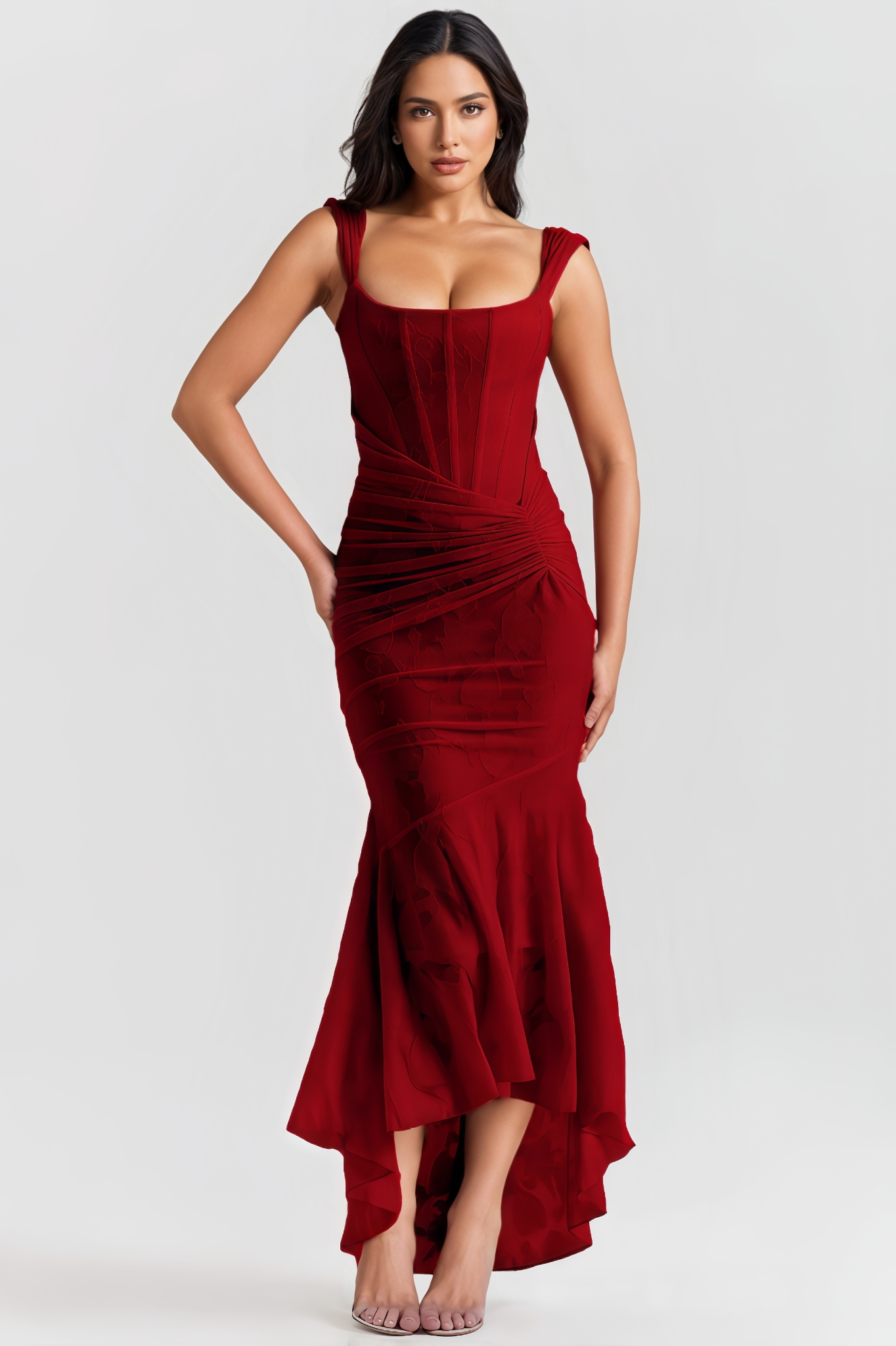 Cynaf Red Floral Maxi Dress