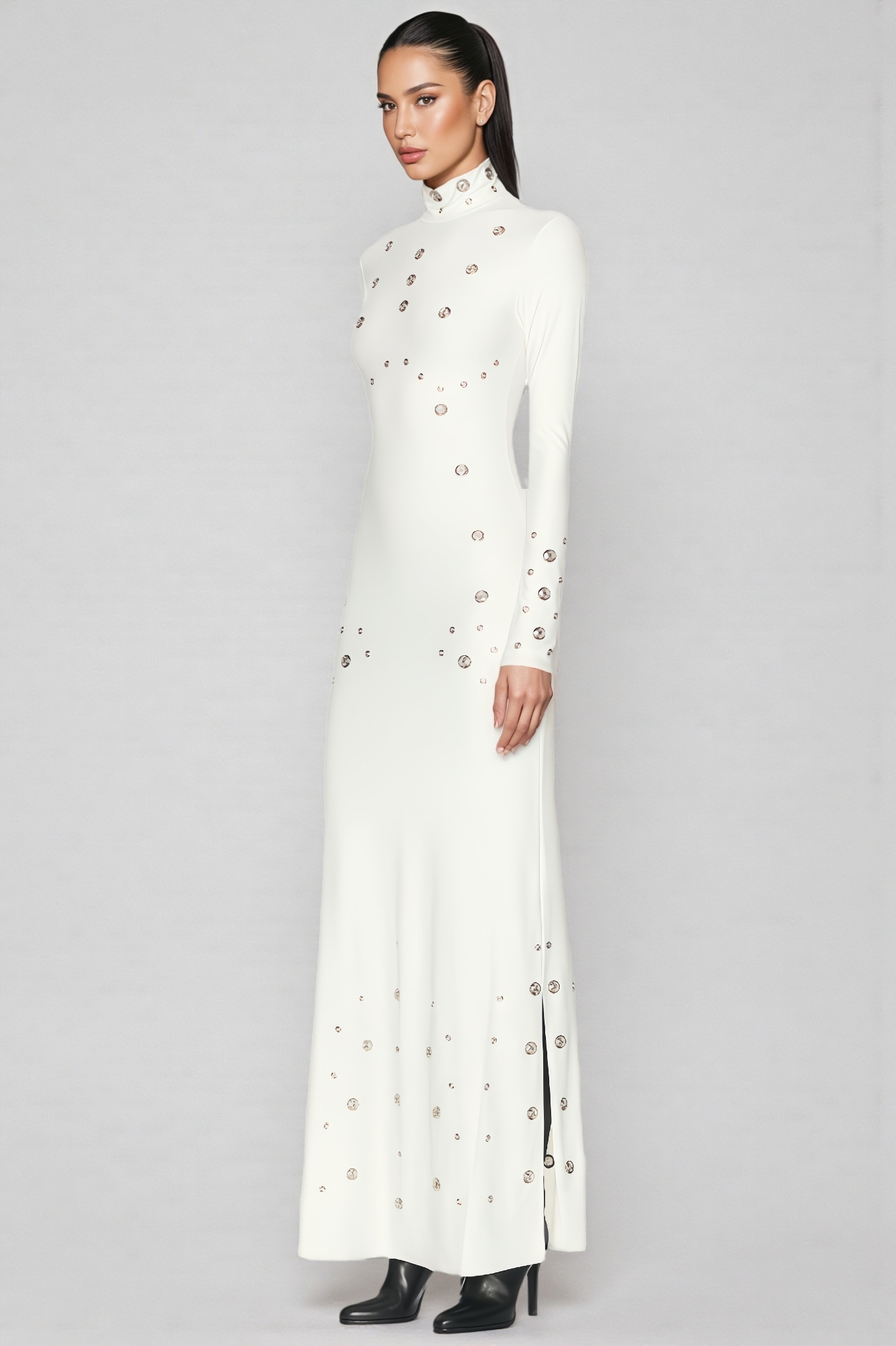 Ellis Riveted Openwork Maxi Dress