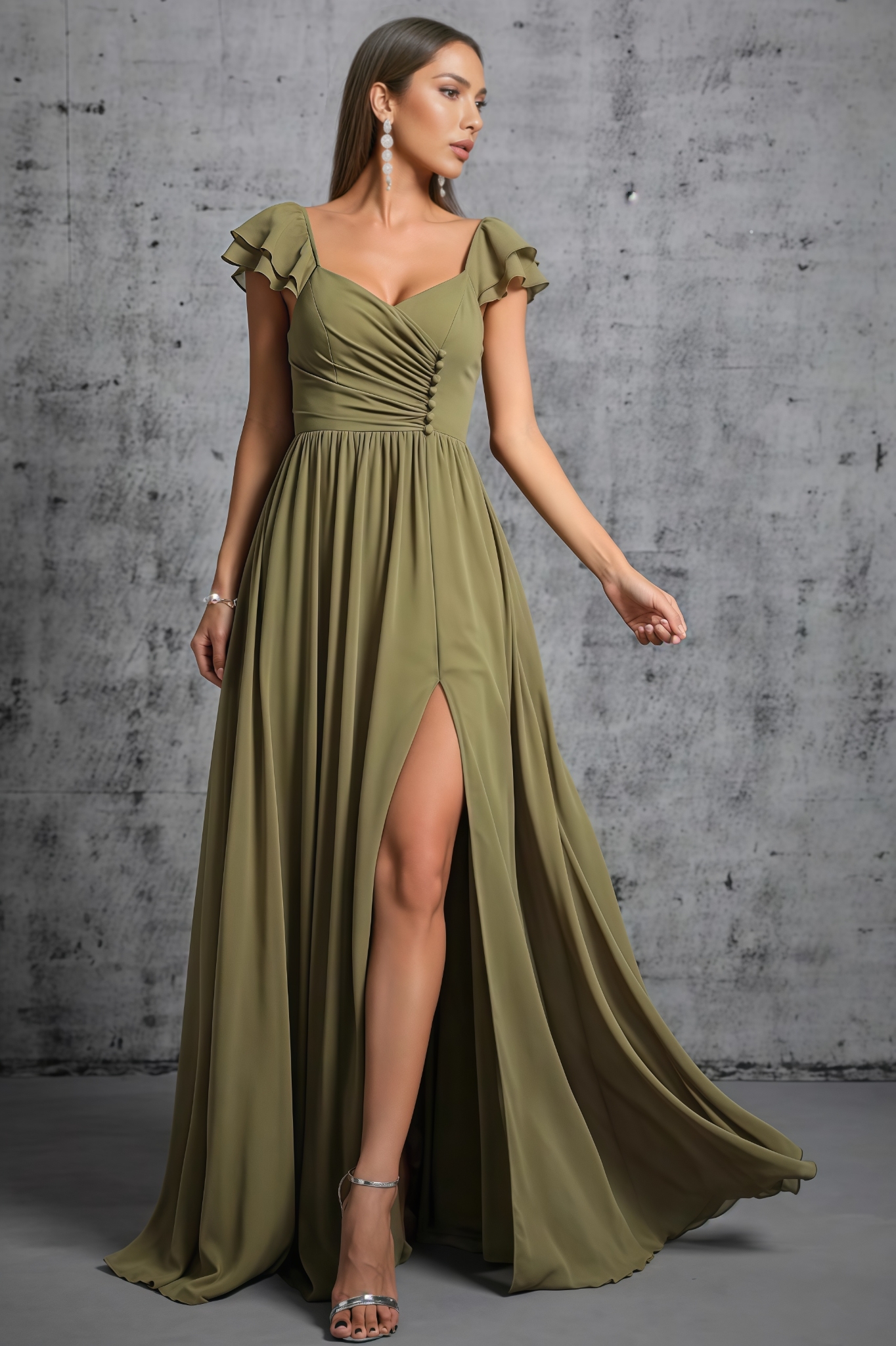 Eleni Strappy High-Slit Maxi Dress