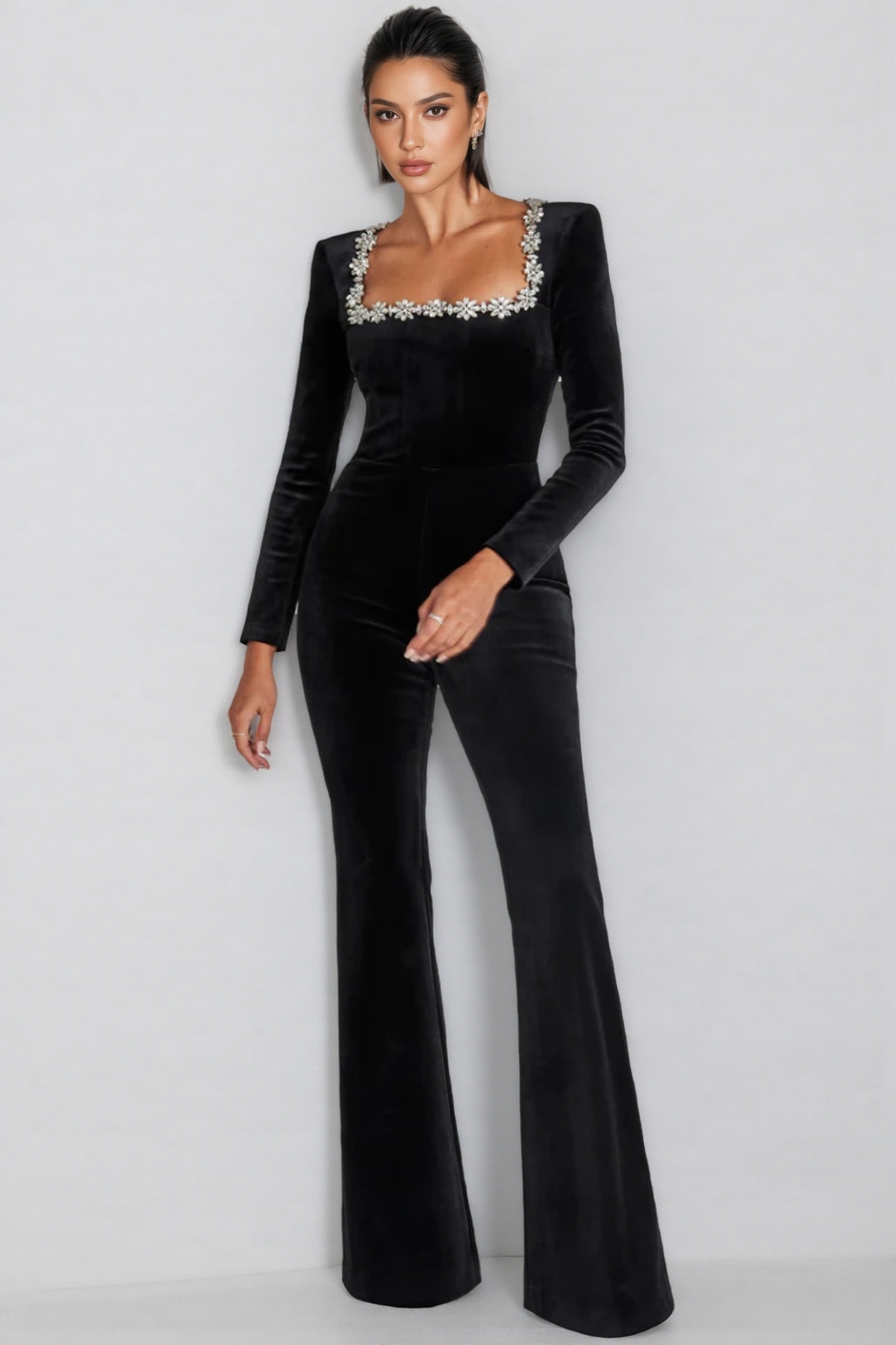 Magni Long Sleeve Studded Jumpsuit