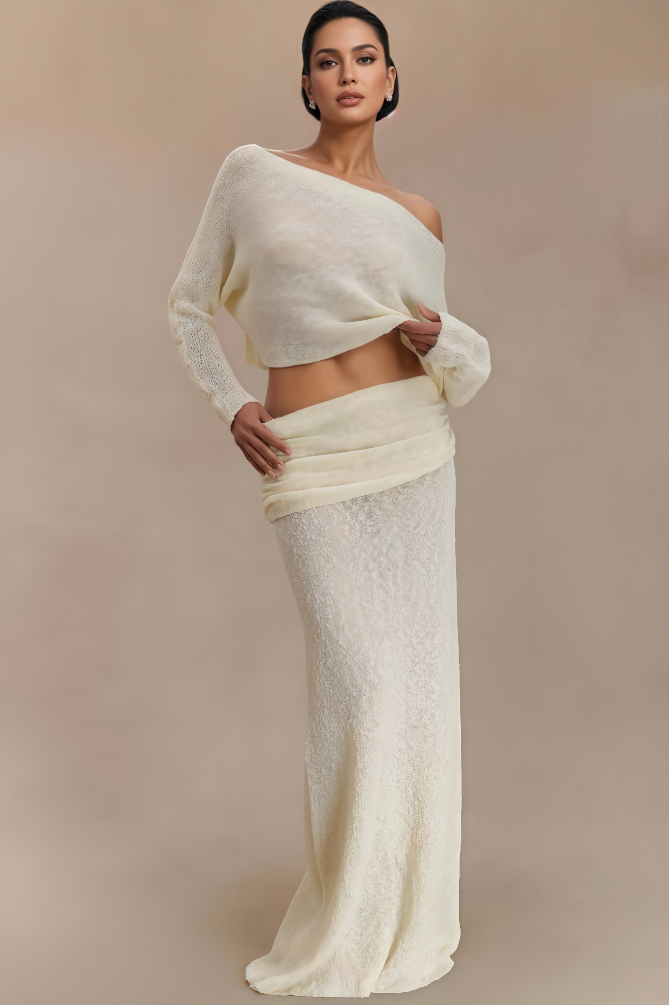 Lakei Ruched Knit Maxi Dress