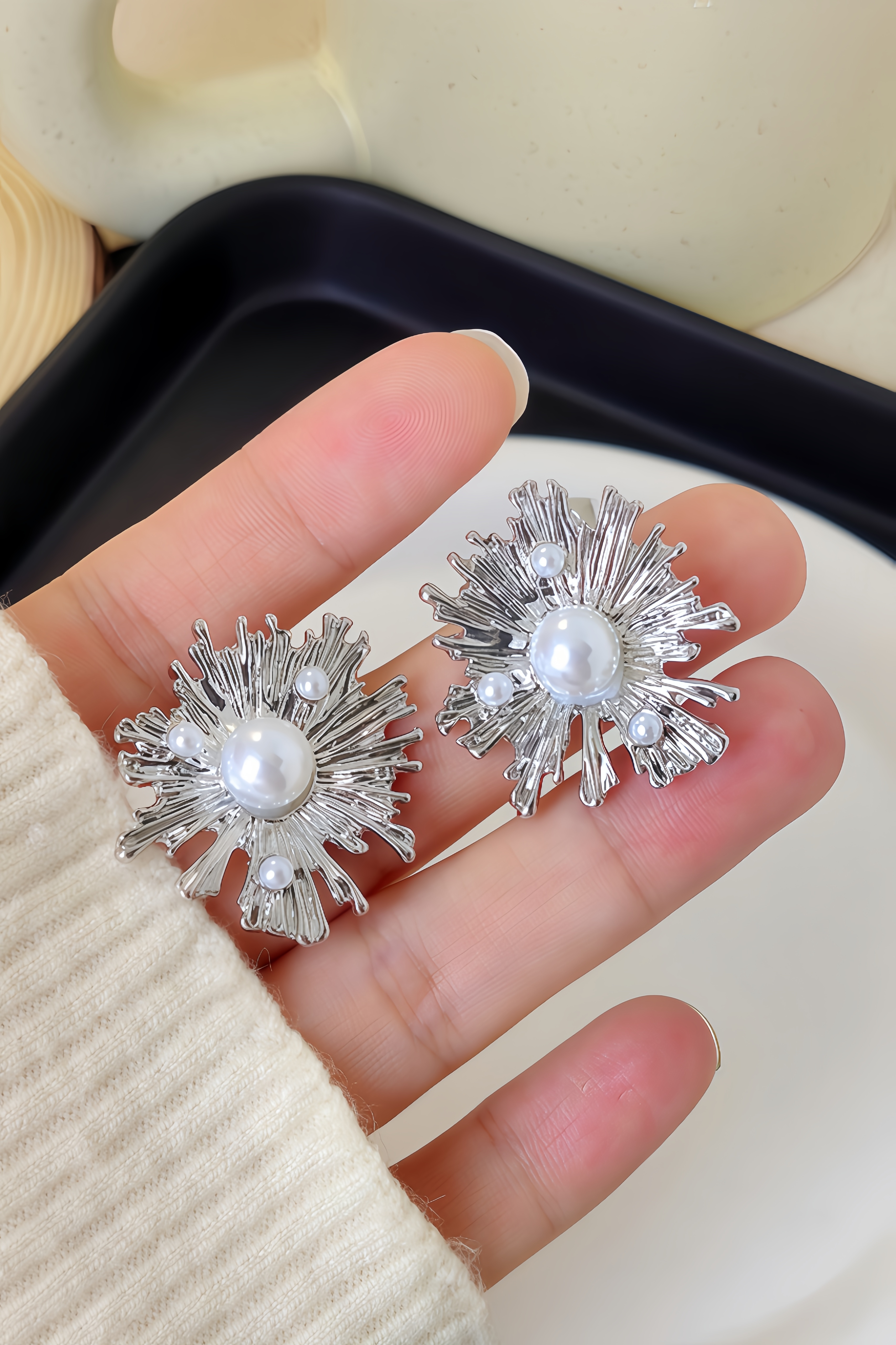 Lavinia Flower Pearl Earrings