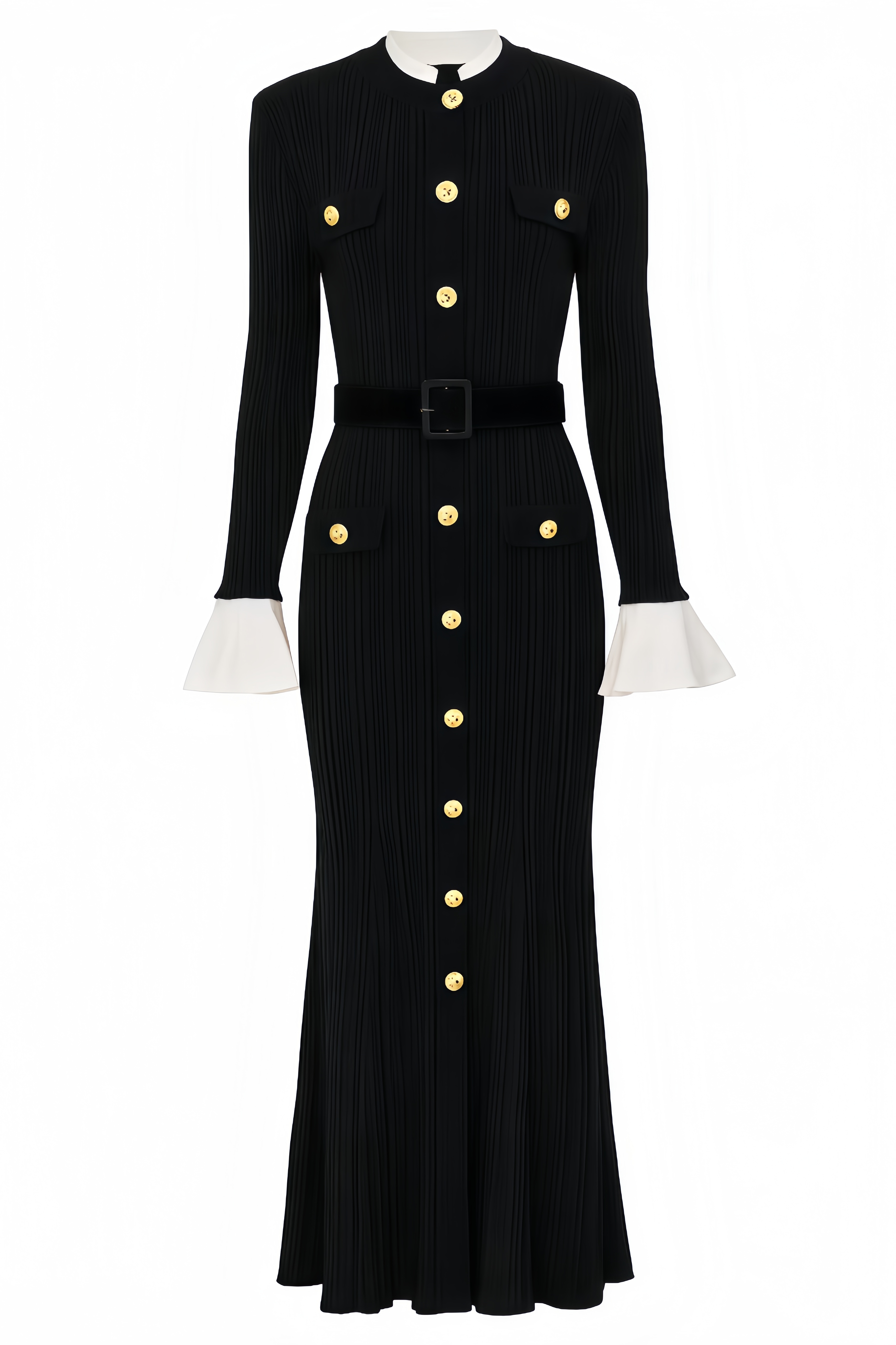 Keve Rib Knit Belted Midi Dress