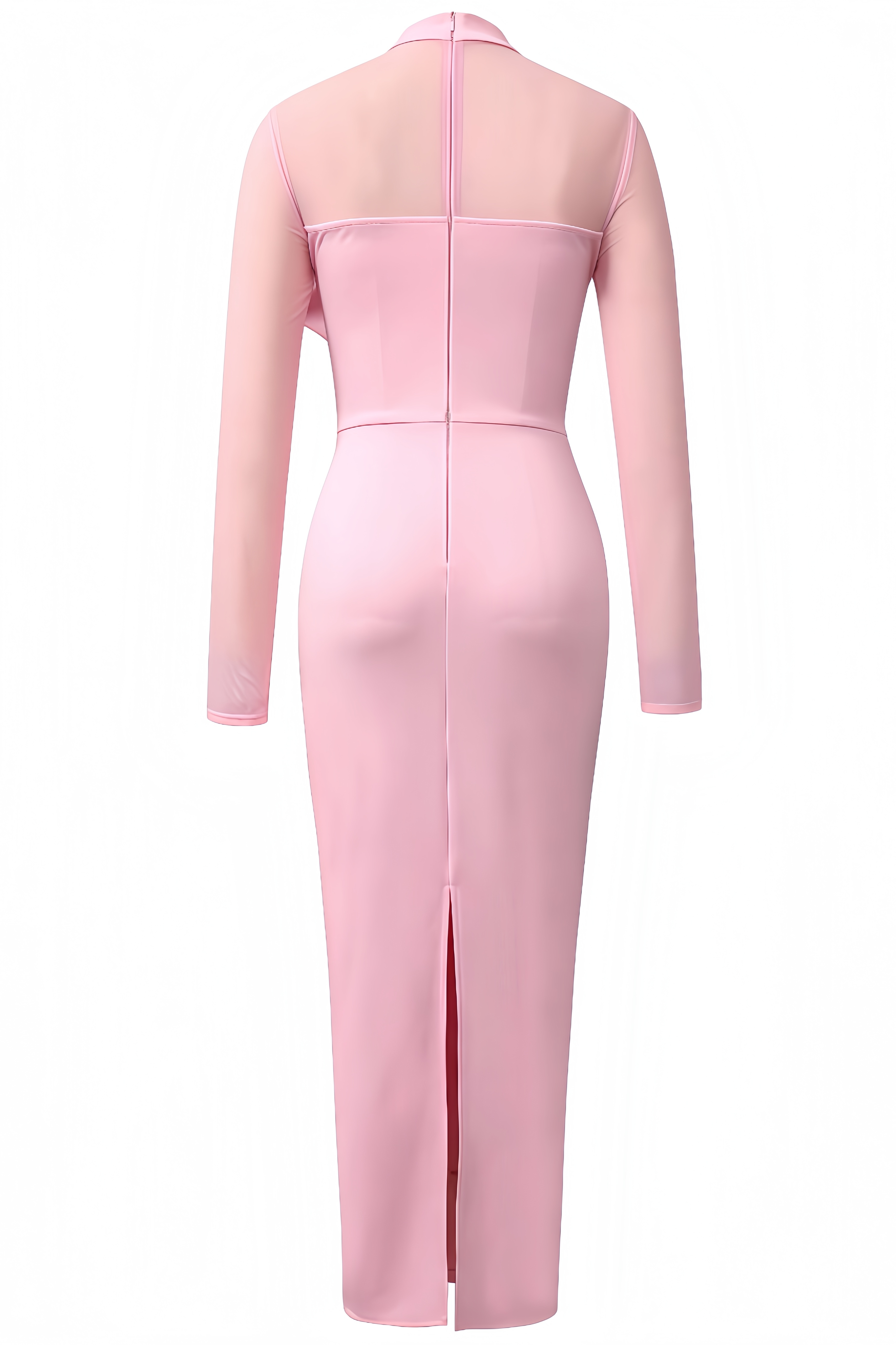 Cyerra Long-Sleeved Mesh Midi Dress