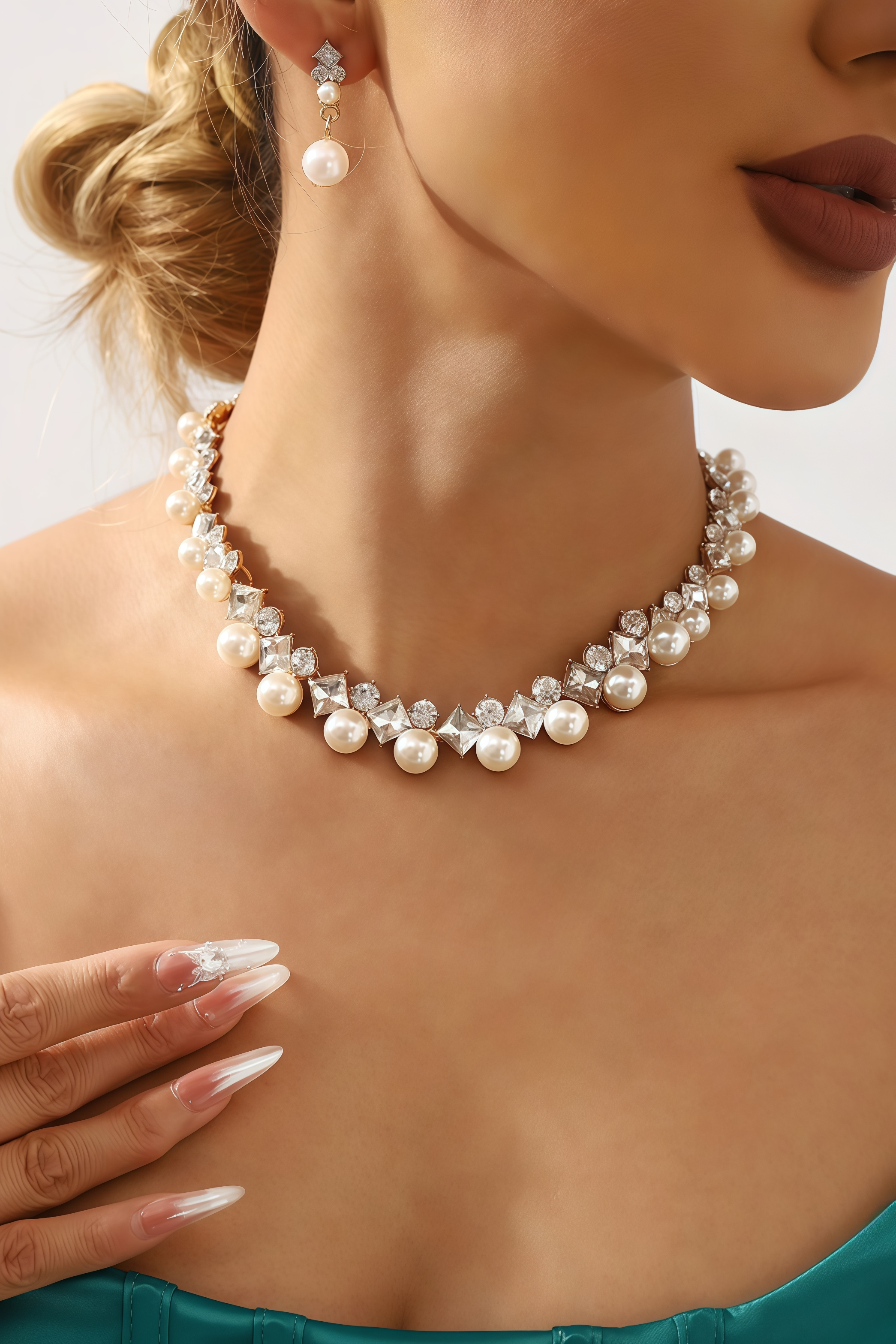 Warrick Pearl Alloy Necklace Earrings Set