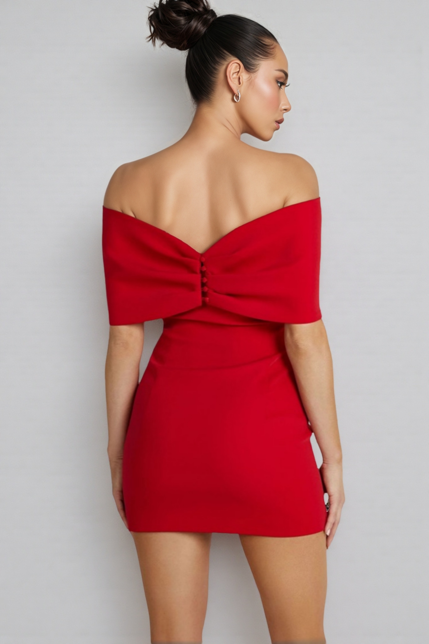 Lavinia Off Shoulder Bow Mini Dress - Red