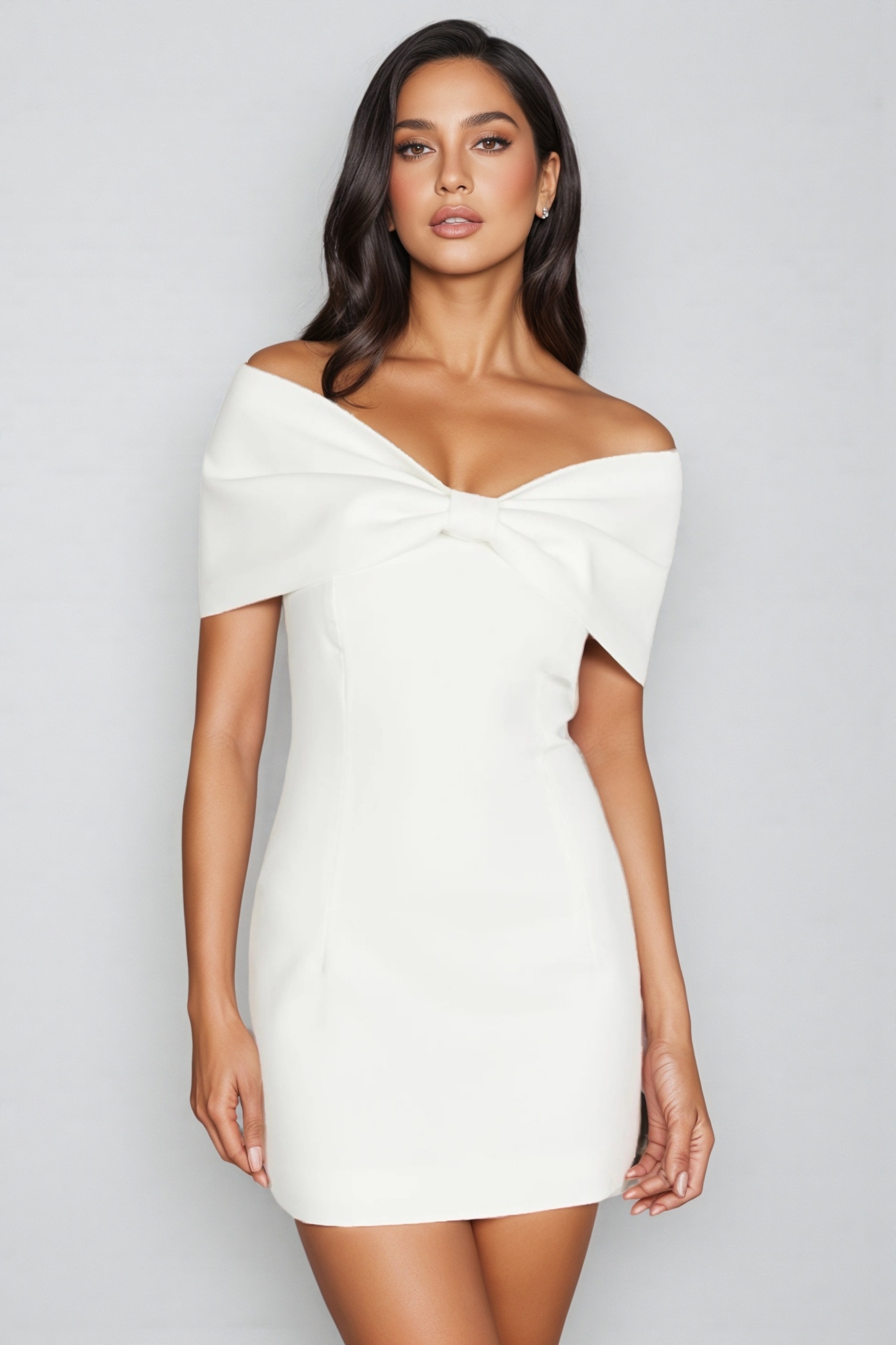 Rosalie Bow Bardot Mini Dress