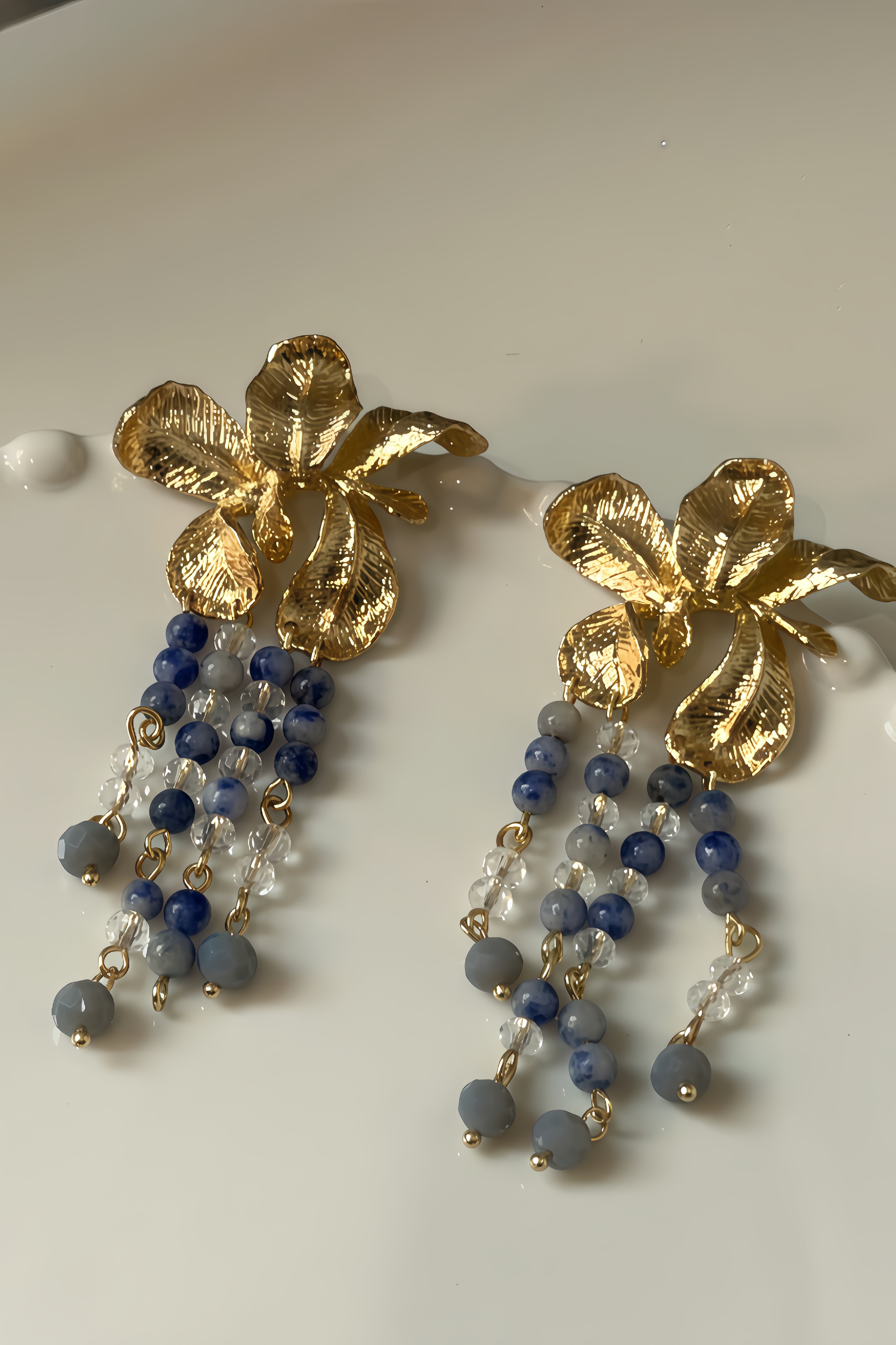 Isabeau Flower Bead Stringing Tassels Earrings