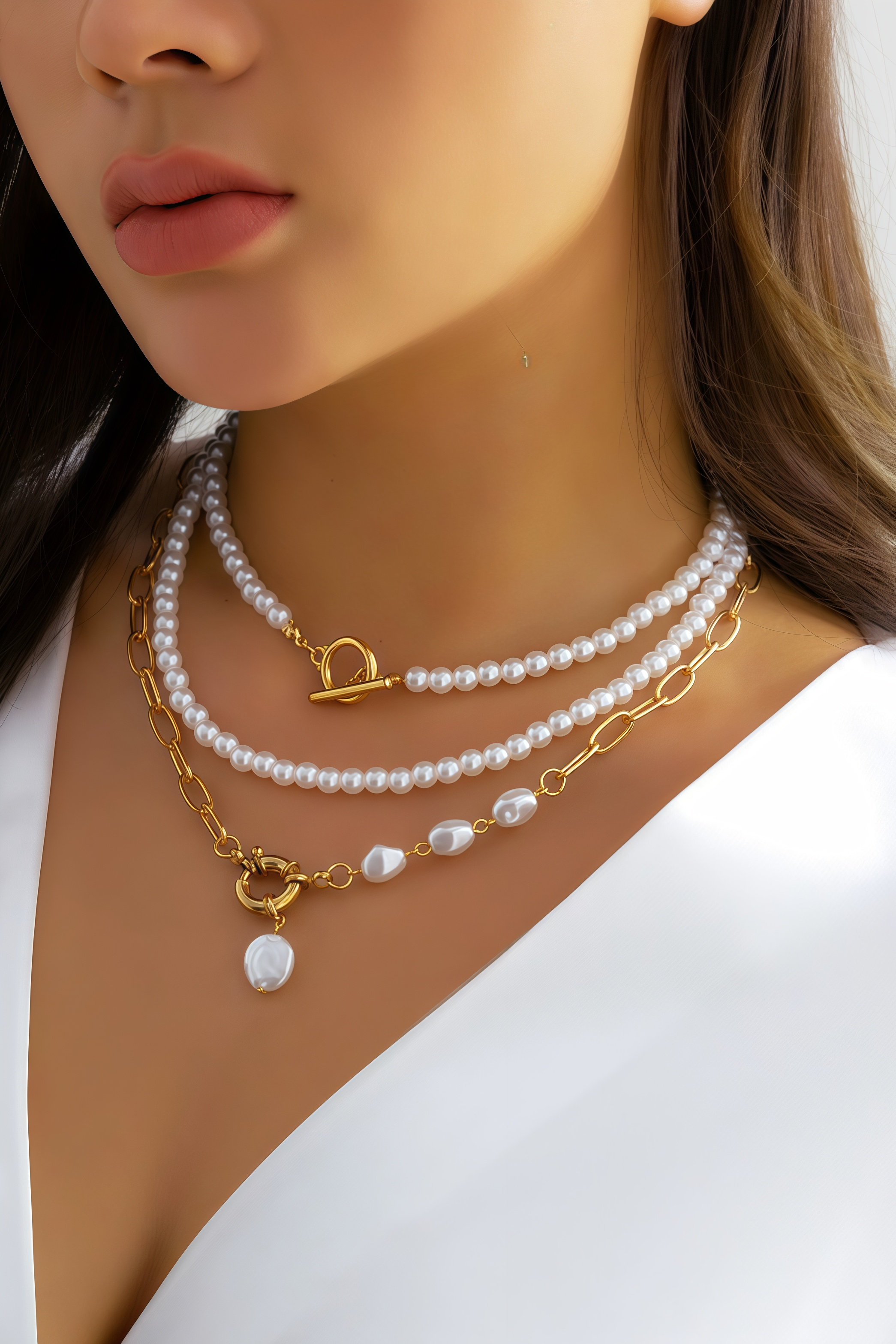 Alder Pearl Patchwork Necklace