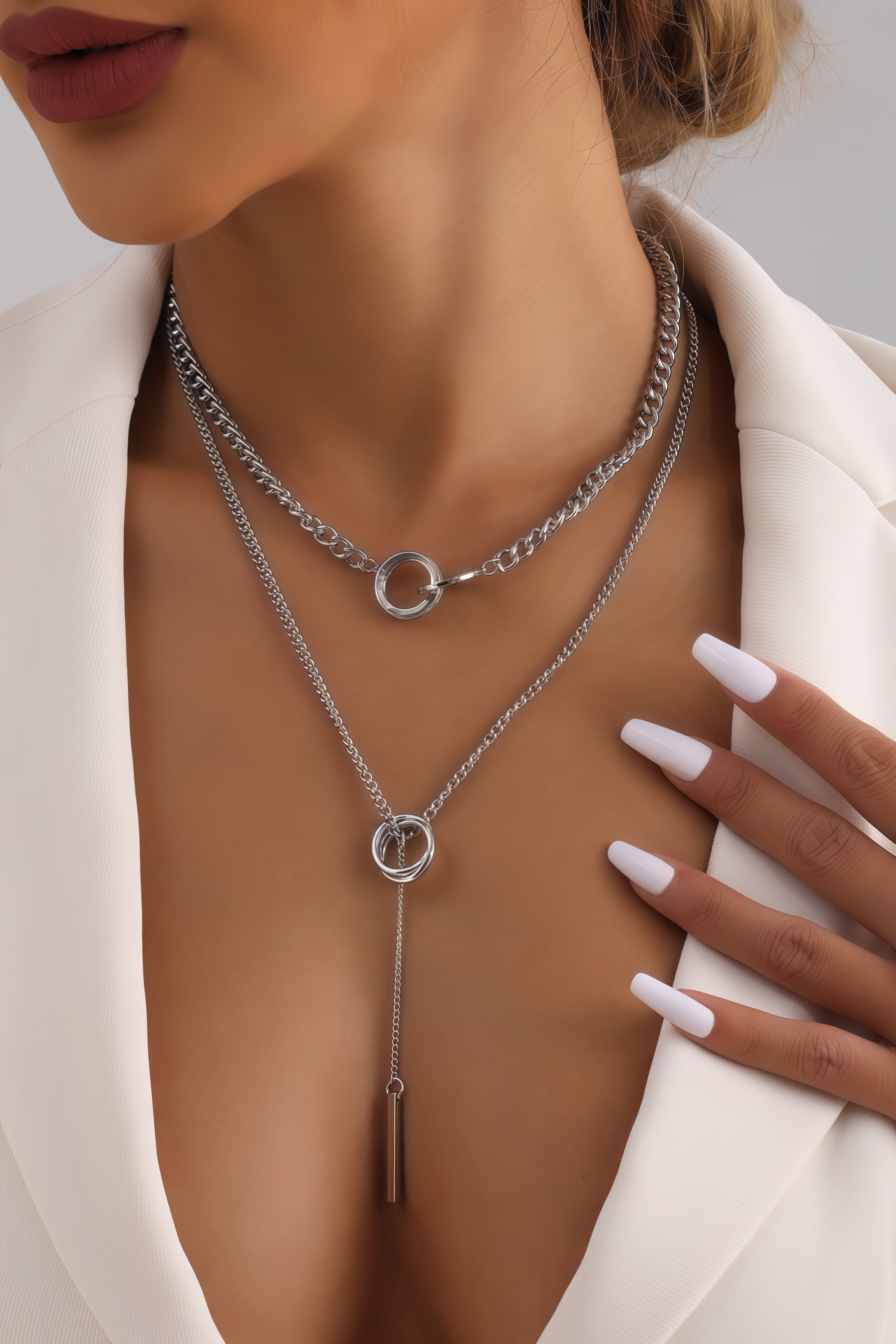 Aldous Double Loop Tassel Pendant Necklace