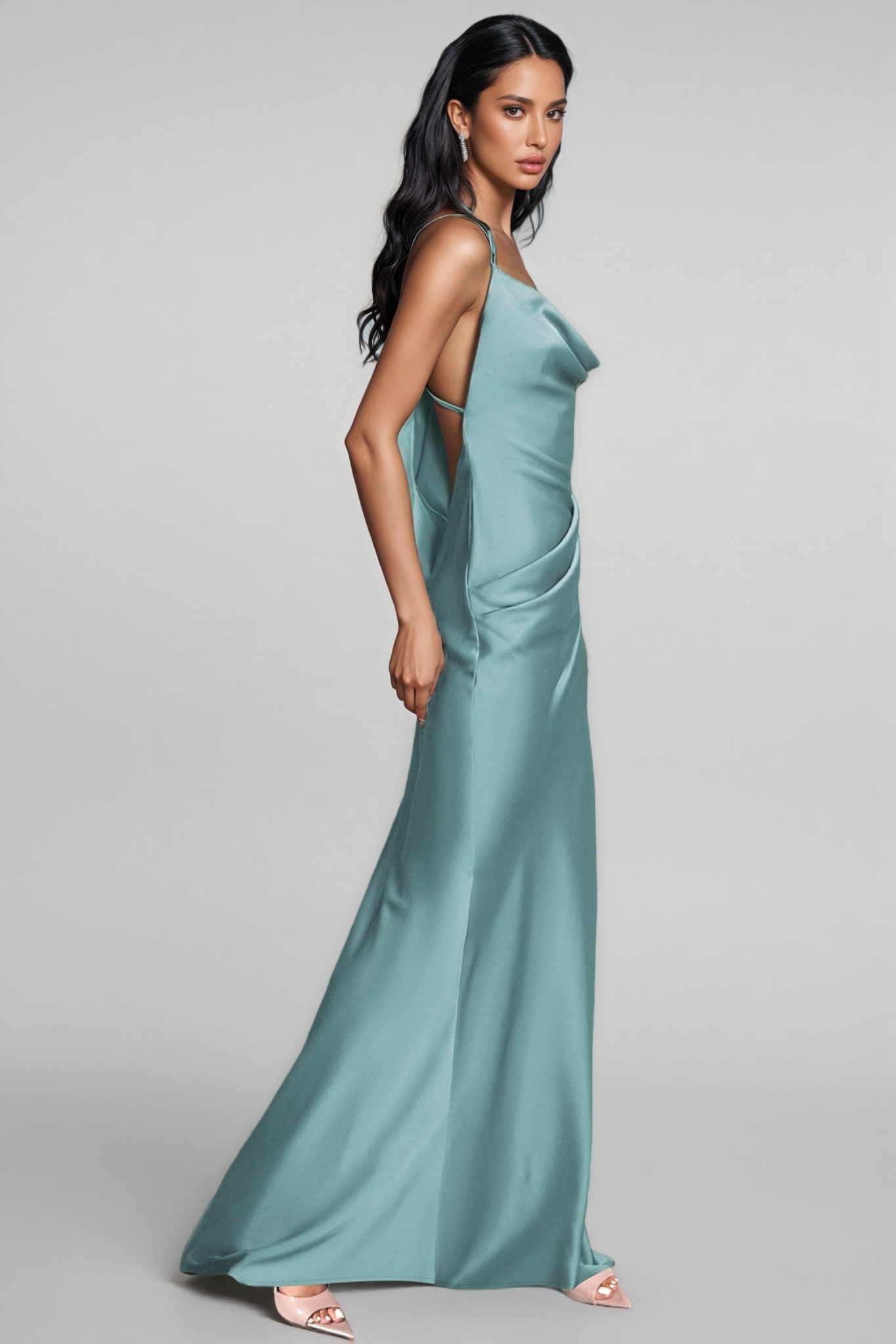 Makayah Satin Halter Neck Midi Dress