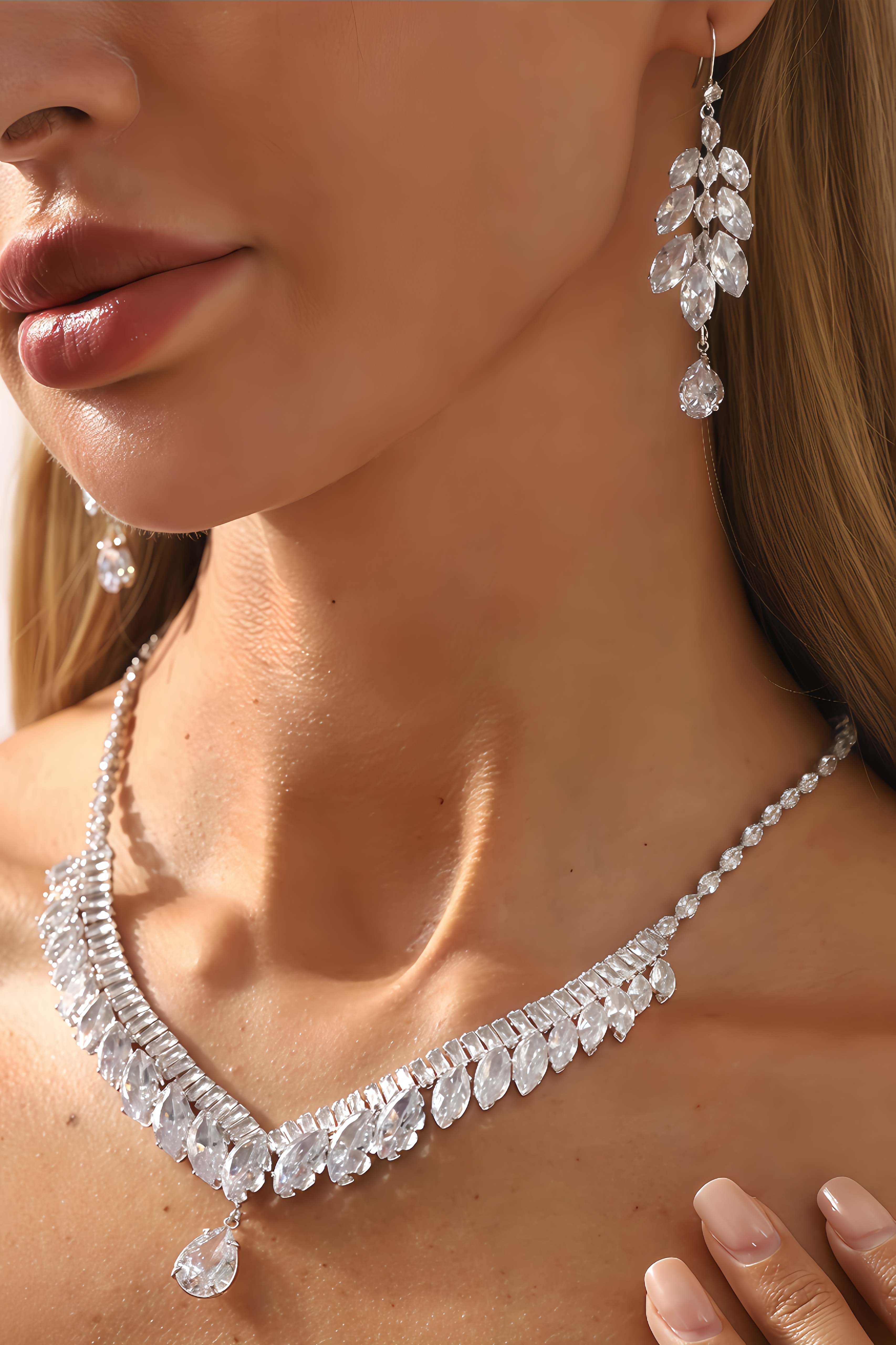 Rebel Copper Zircon Necklace And Earring Set