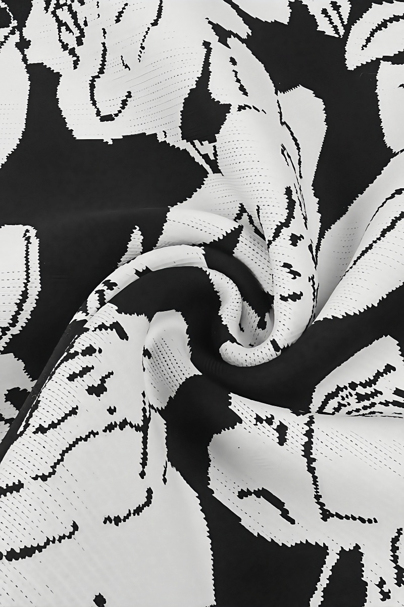 Elian Black and White Floral Midi Dress Set