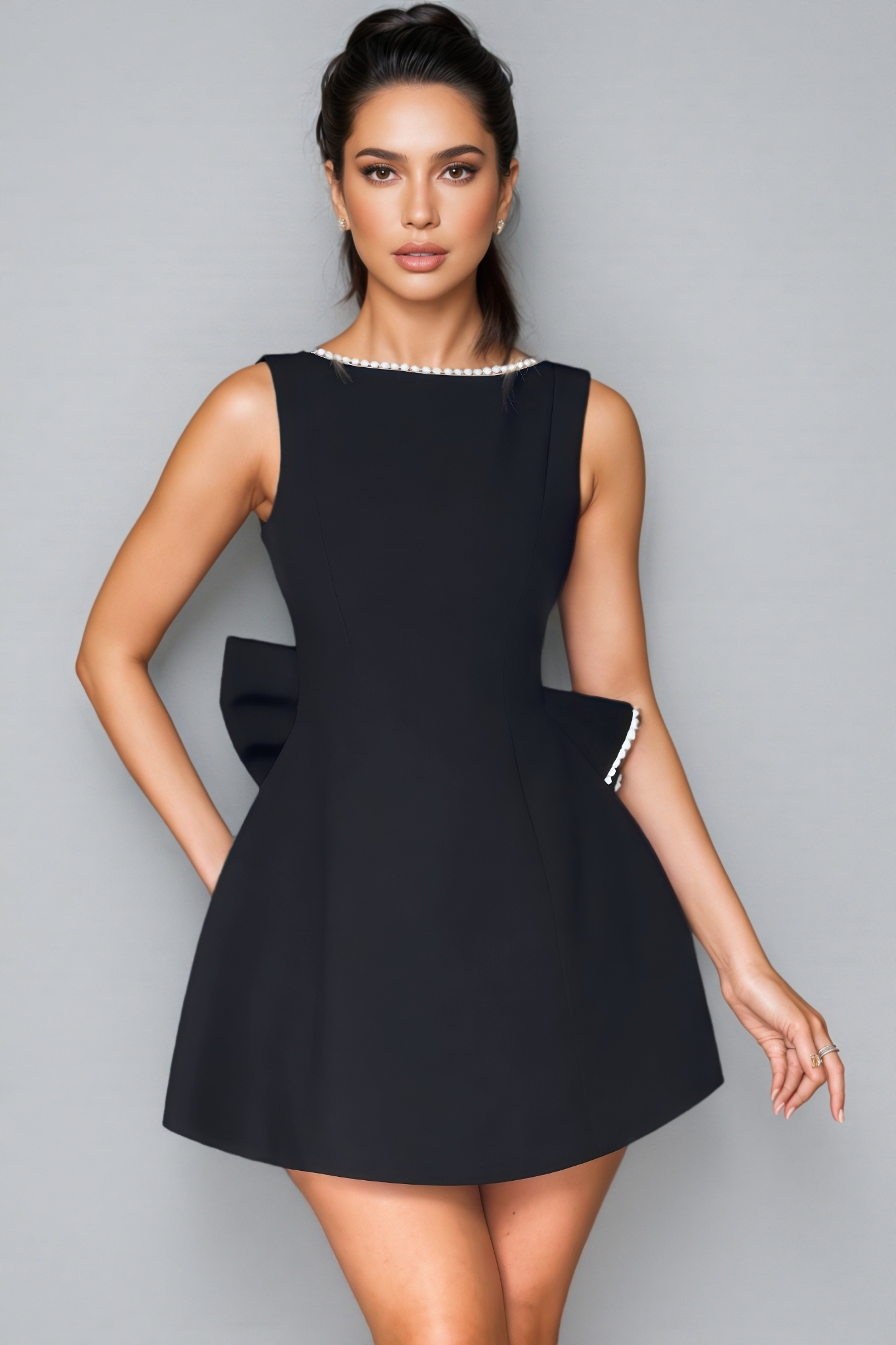 Opal Black Backless Bow Mini Dress