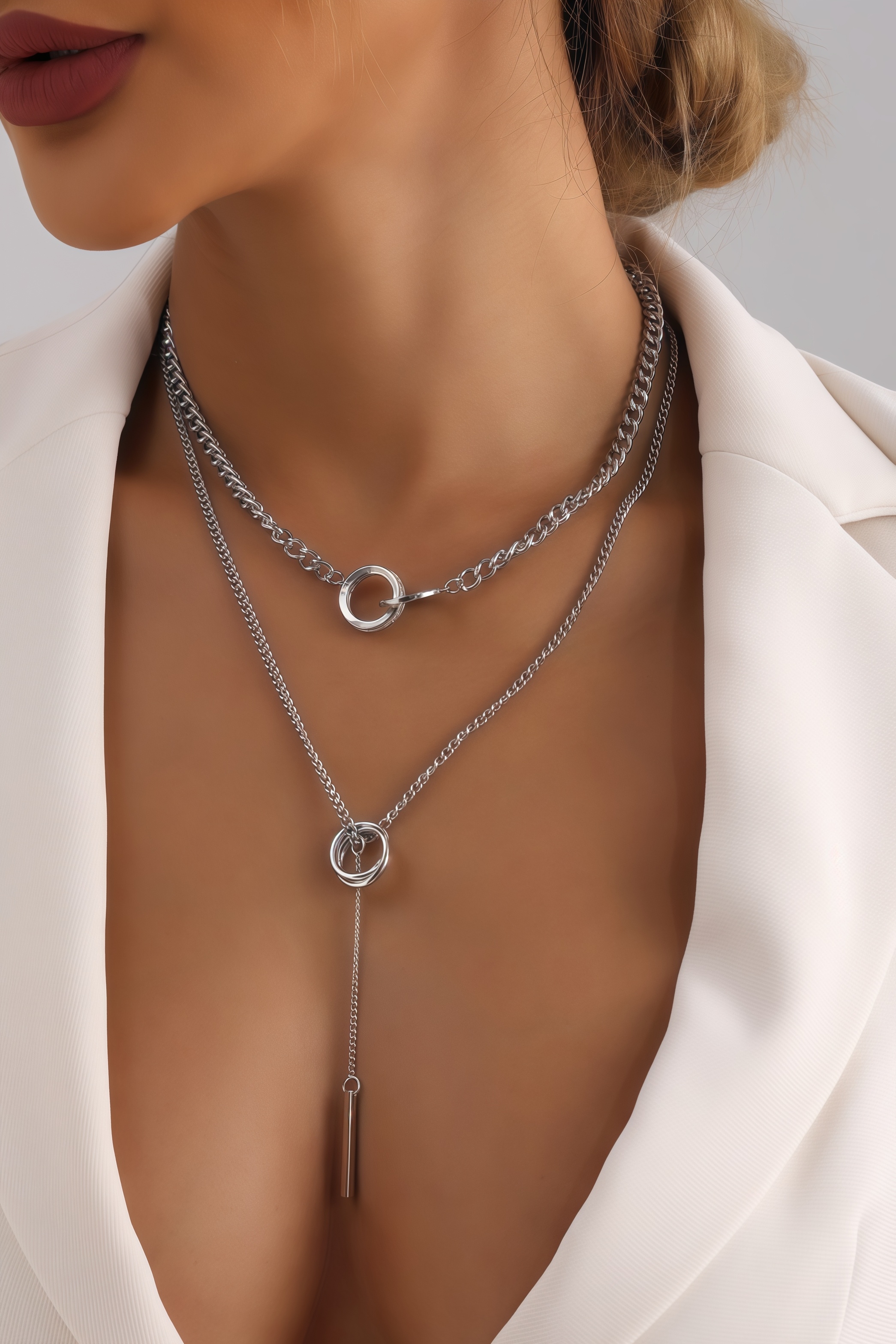 Aldous Double Loop Tassel Pendant Necklace