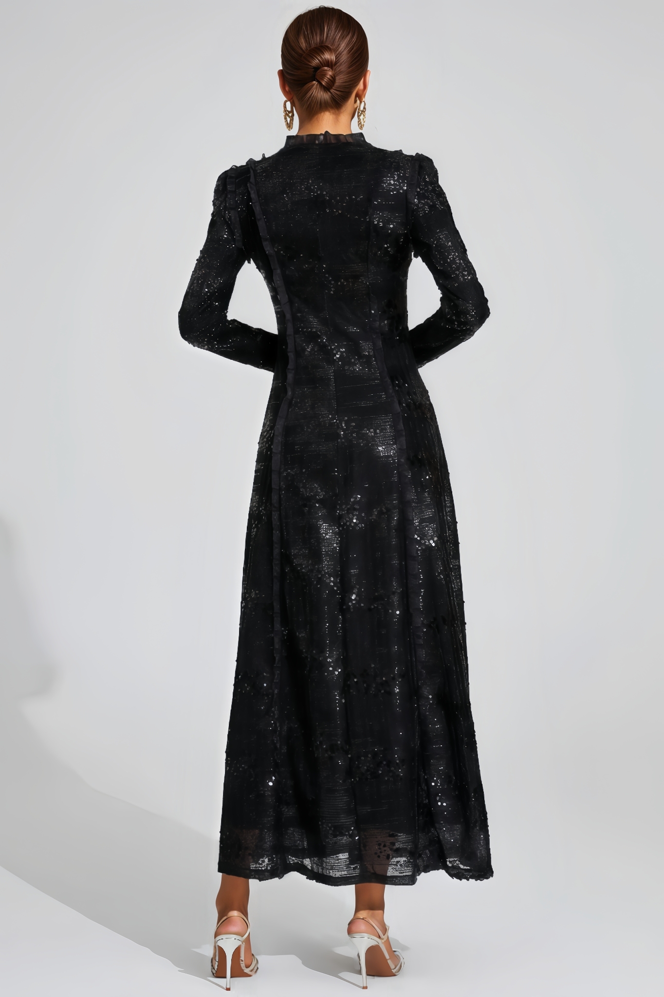 Caelu Black Sequin Maxi Dress
