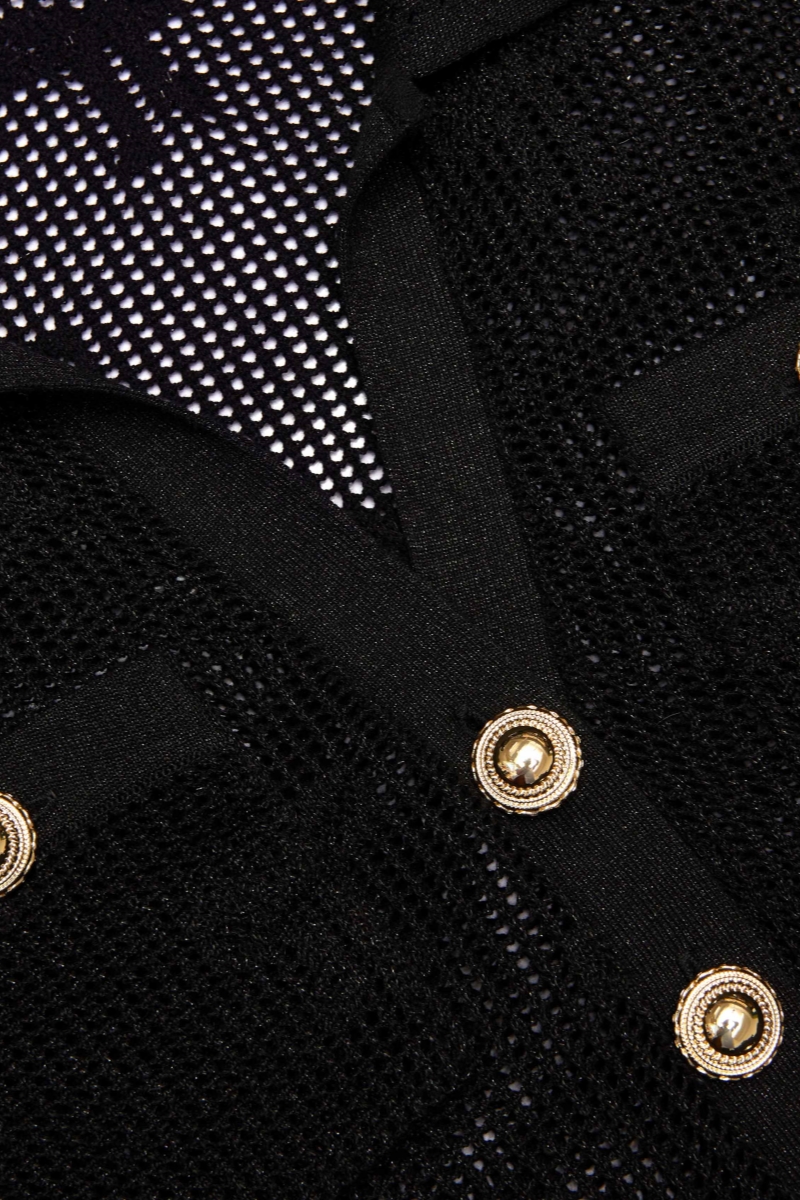 Grayld Black Bow Crochet Midi Dress