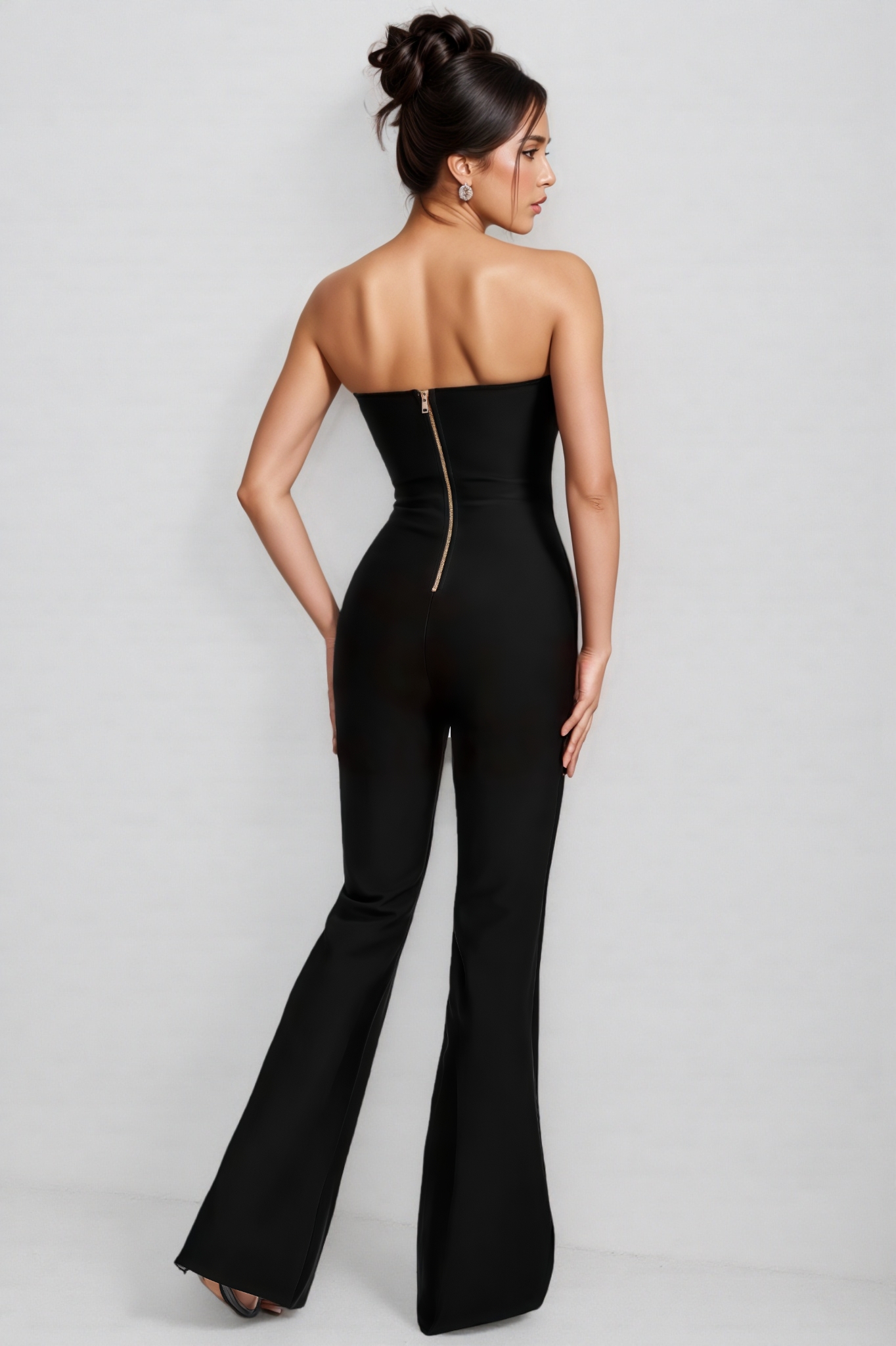 Ewan Rhinestone Backless Bandage Jumpsuit