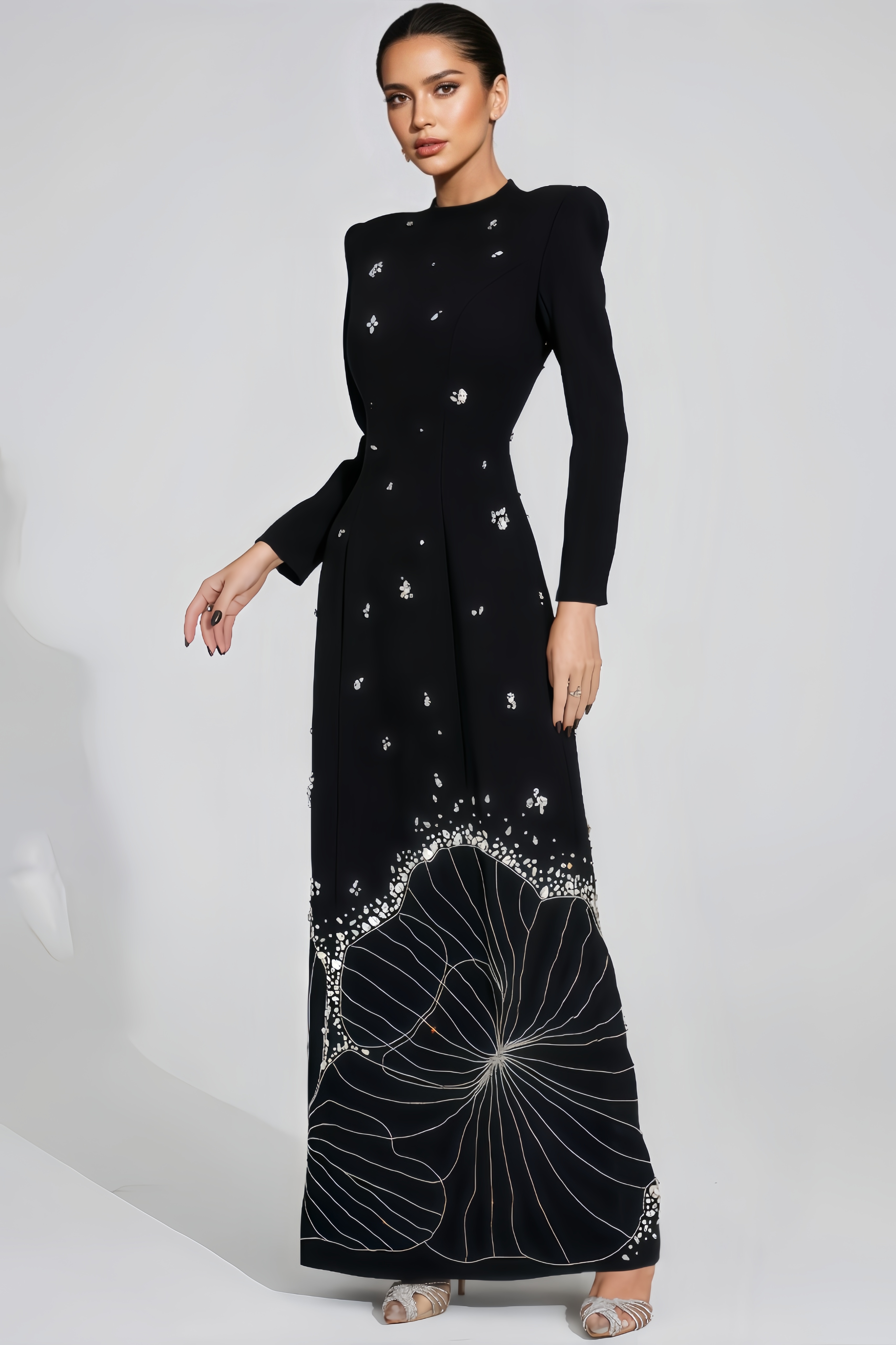 Rana Black Diamond Maxi Dress