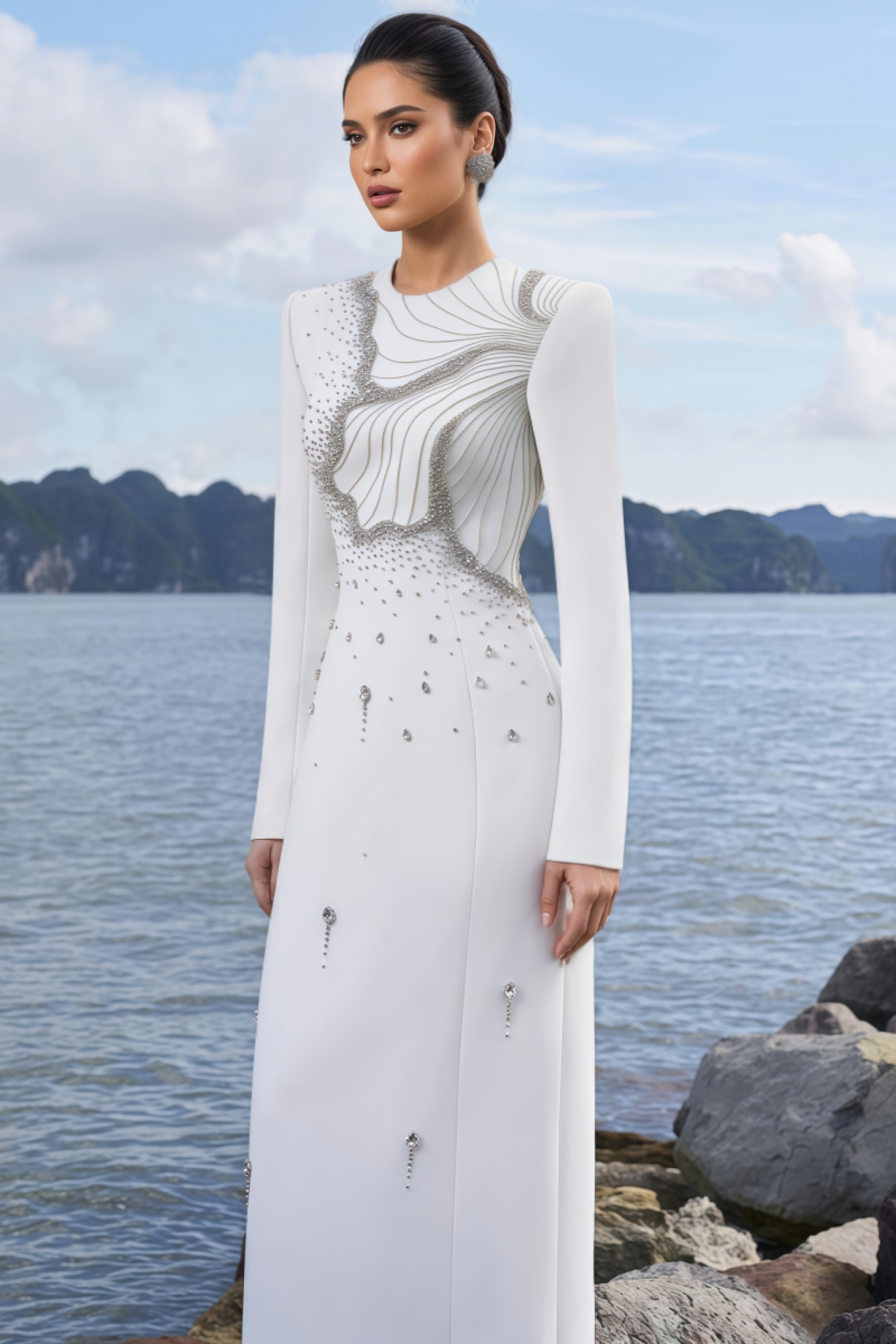 Zada Floral Crystal Embellished Maxi Dress