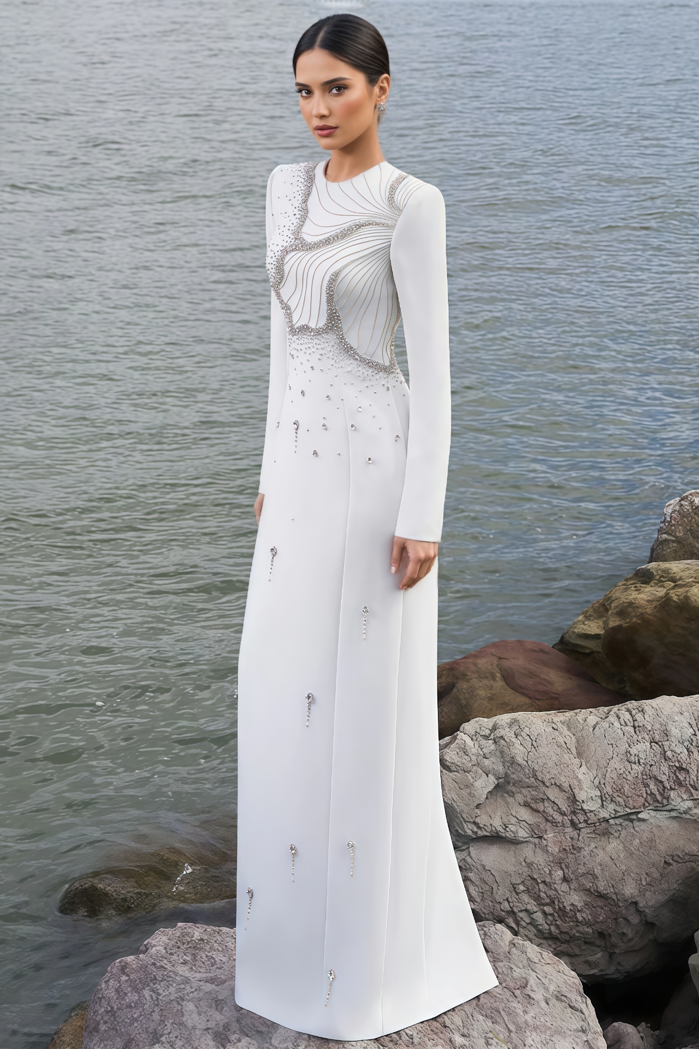 Zada Floral Crystal Embellished Maxi Dress