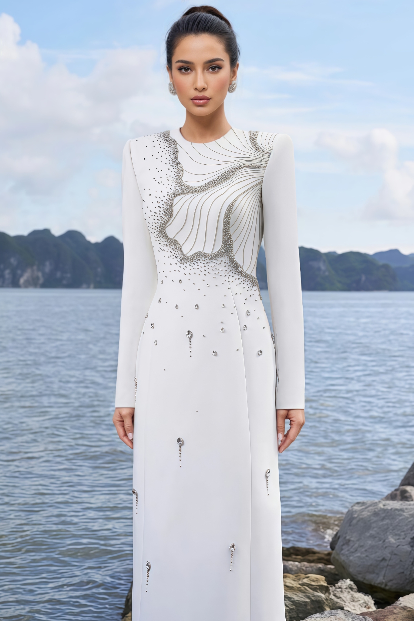 Zada Floral Crystal Embellished Maxi Dress