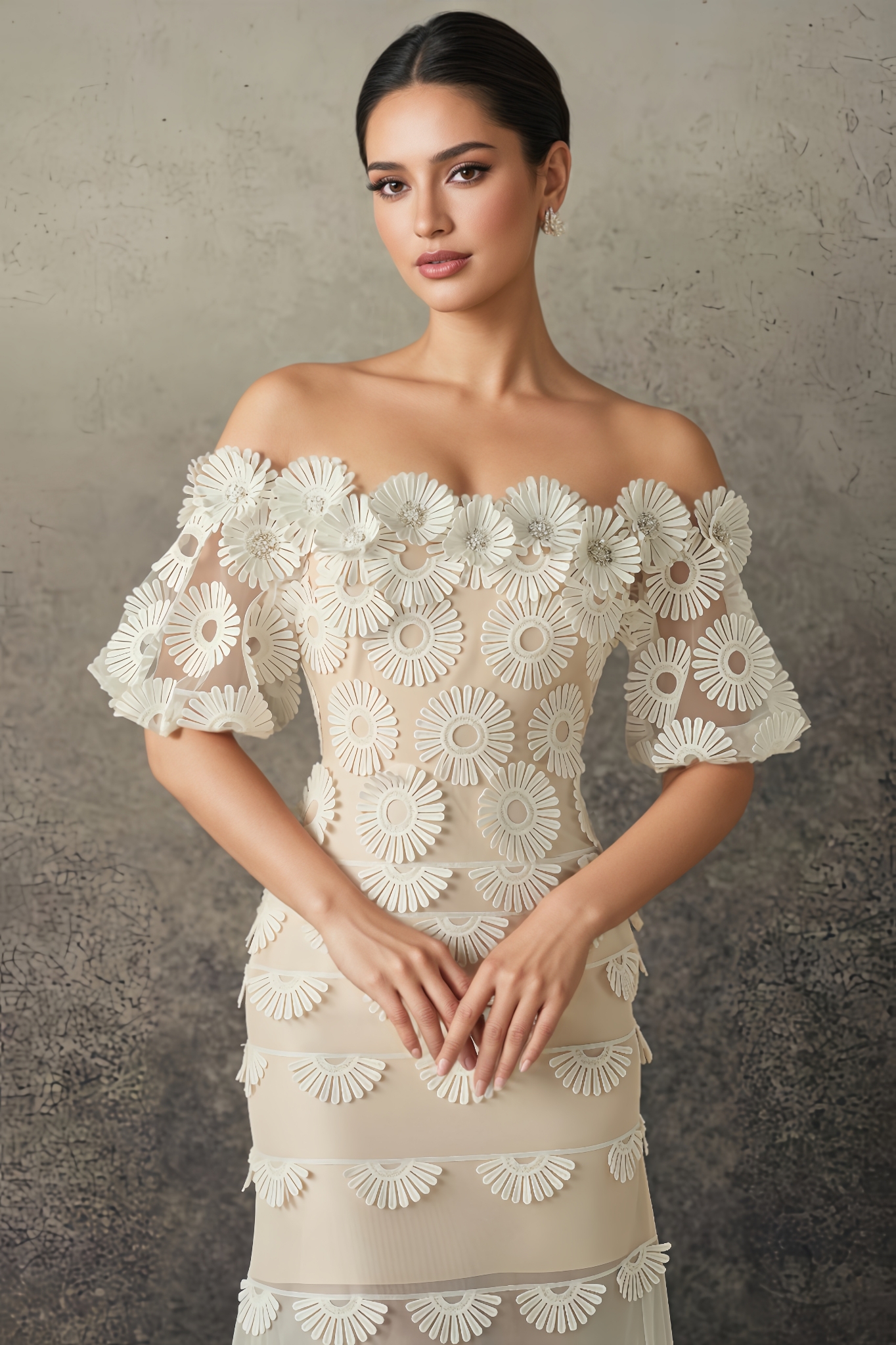 Yara 3D Floral Lace Midi Dress