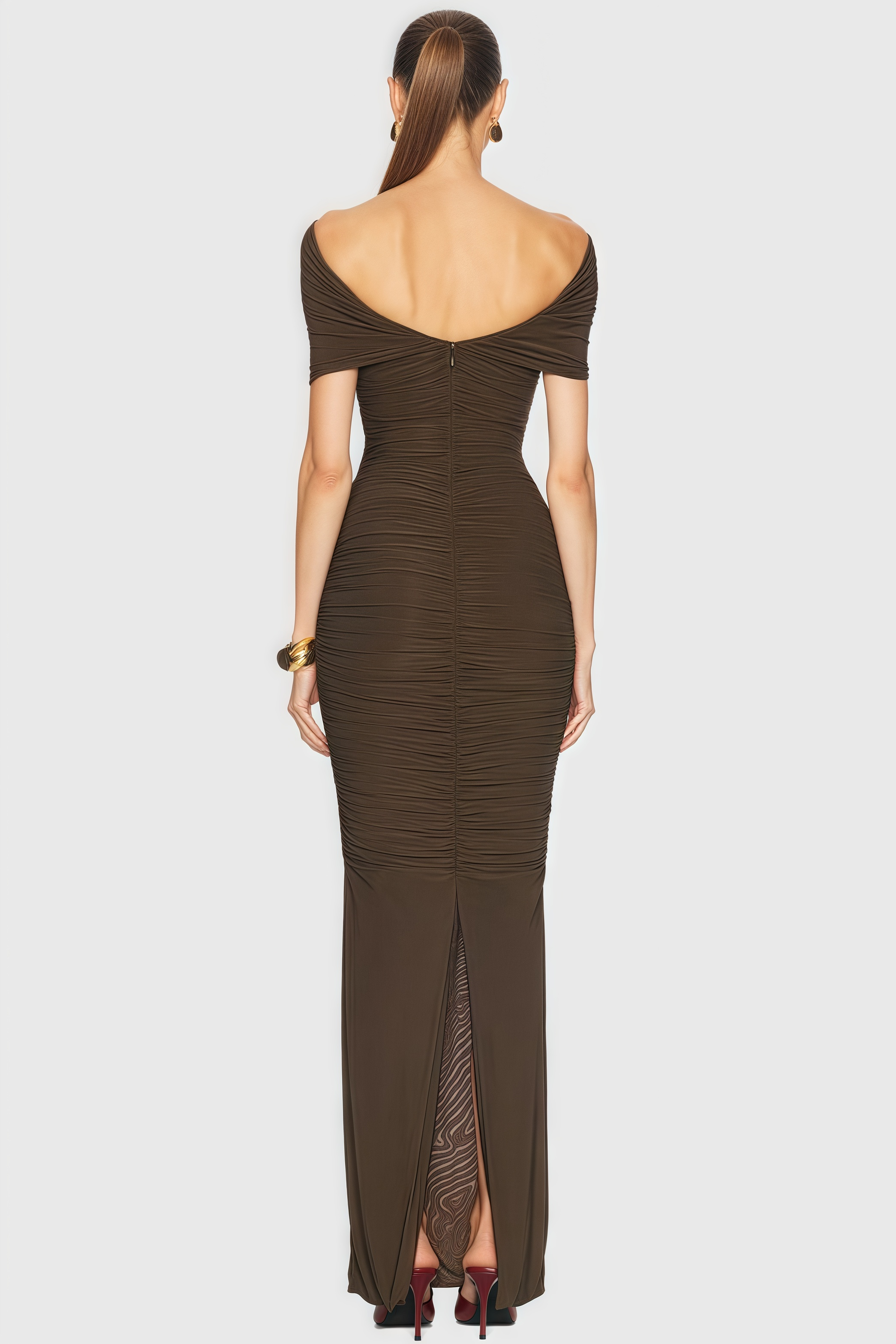 Leyla Backless Openwork Pleated Maxi Dress