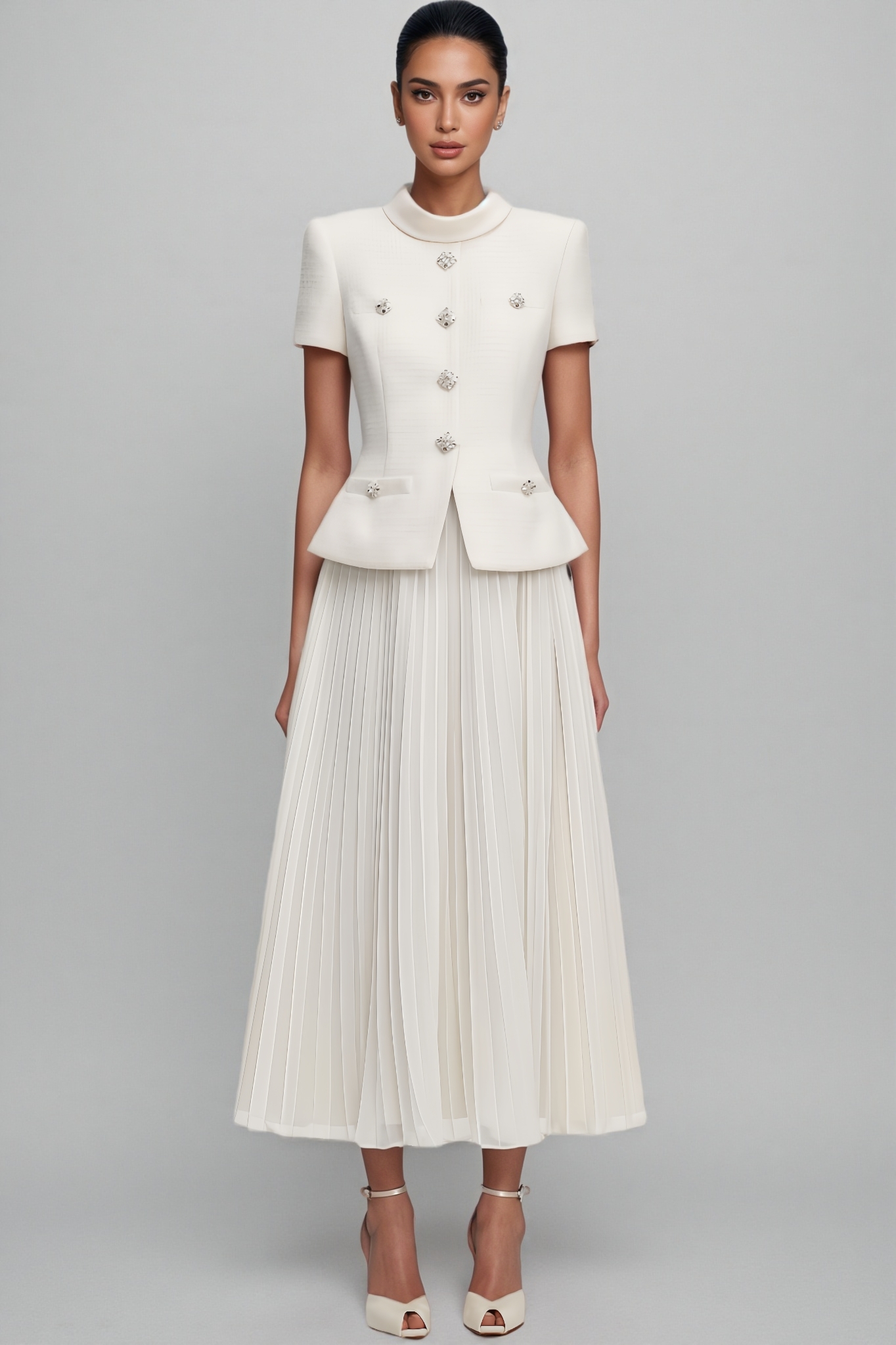 Clara Boucle Collared Midi Dress