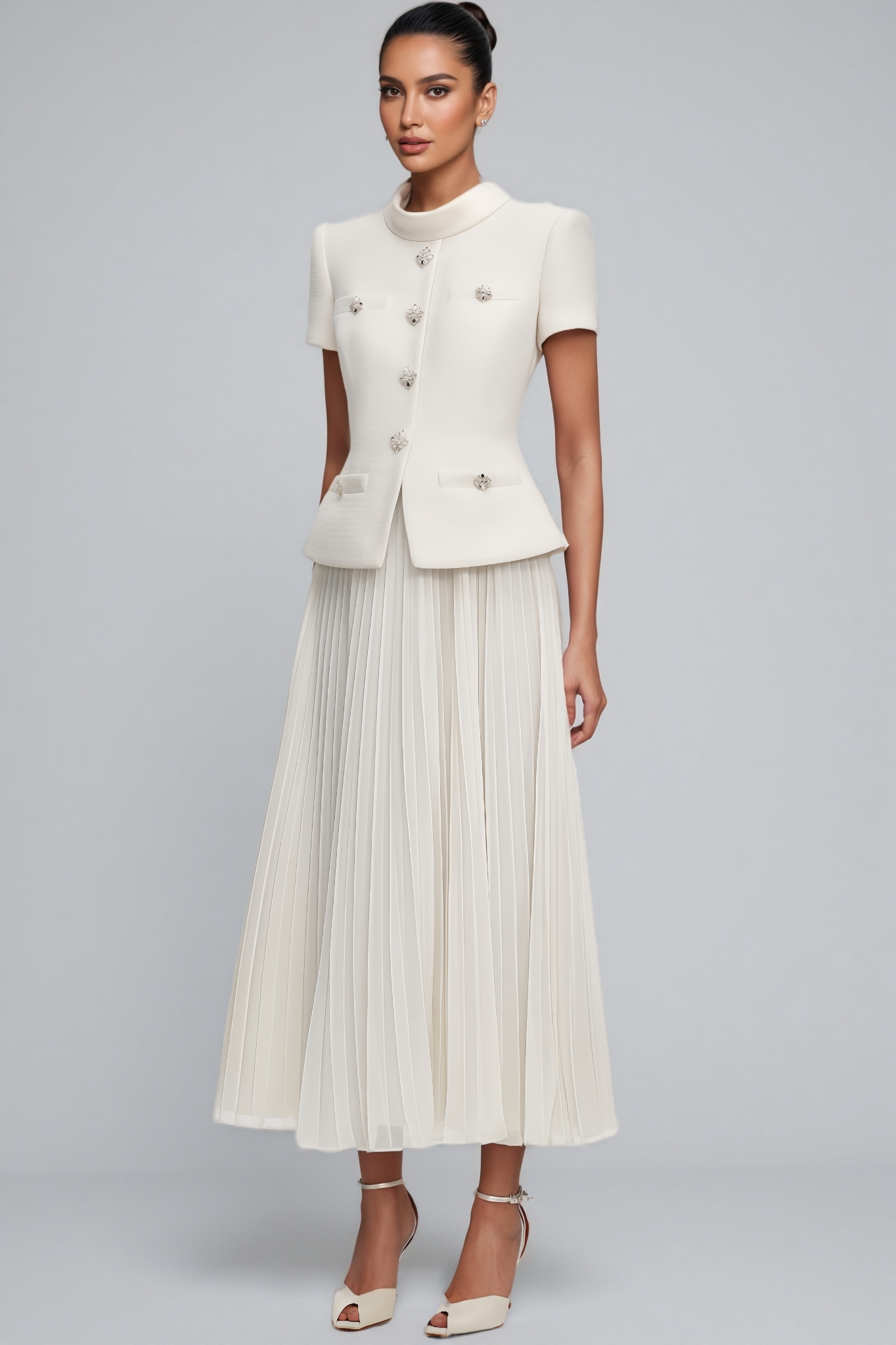 Clara Boucle Collared Midi Dress