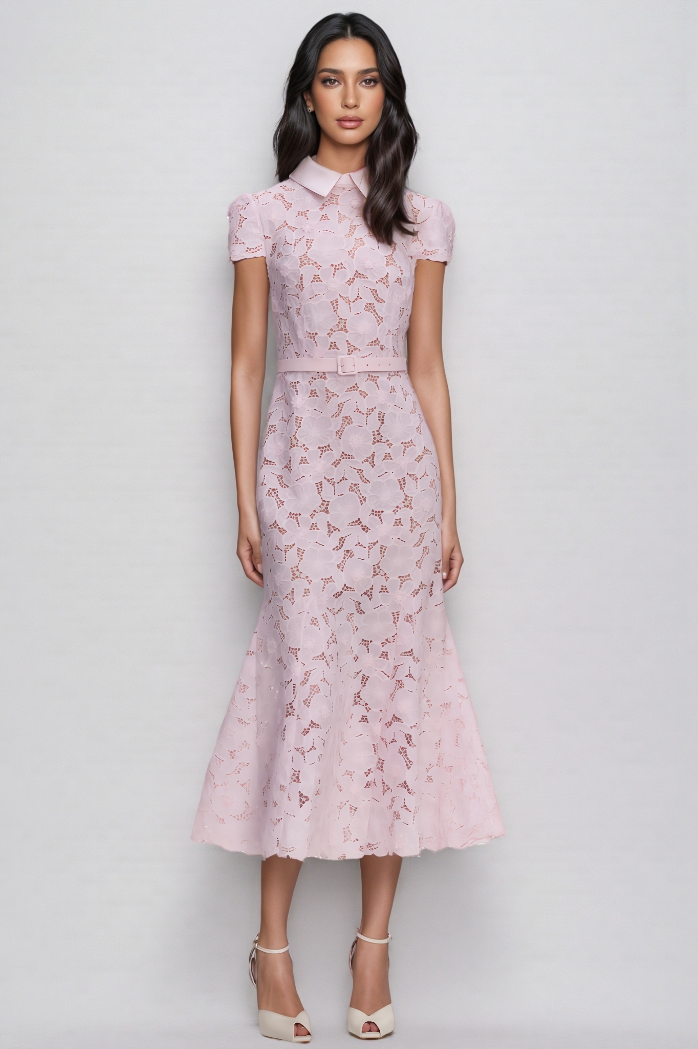 Kylat Pink Lace Midi Dress