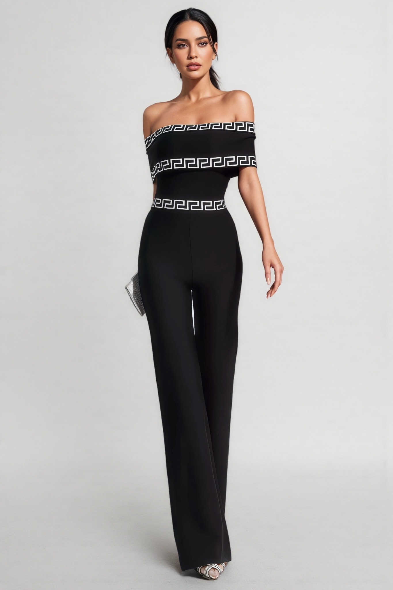 Ferlac Black Printed Bandage Jumpsuit