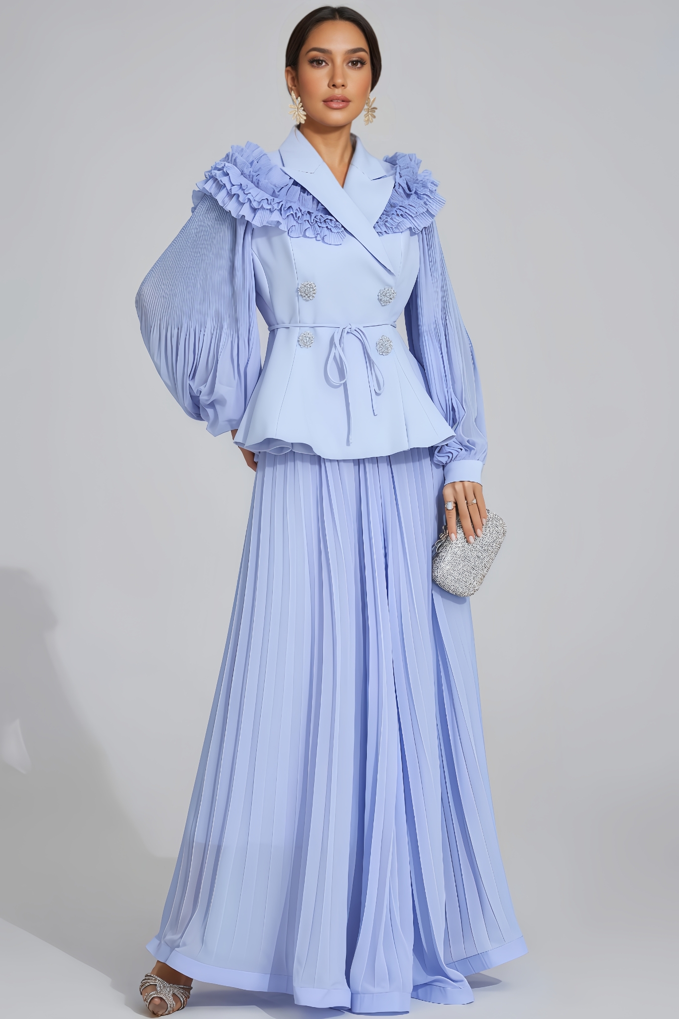 Thalk Blue Flounce Two-Piece Set