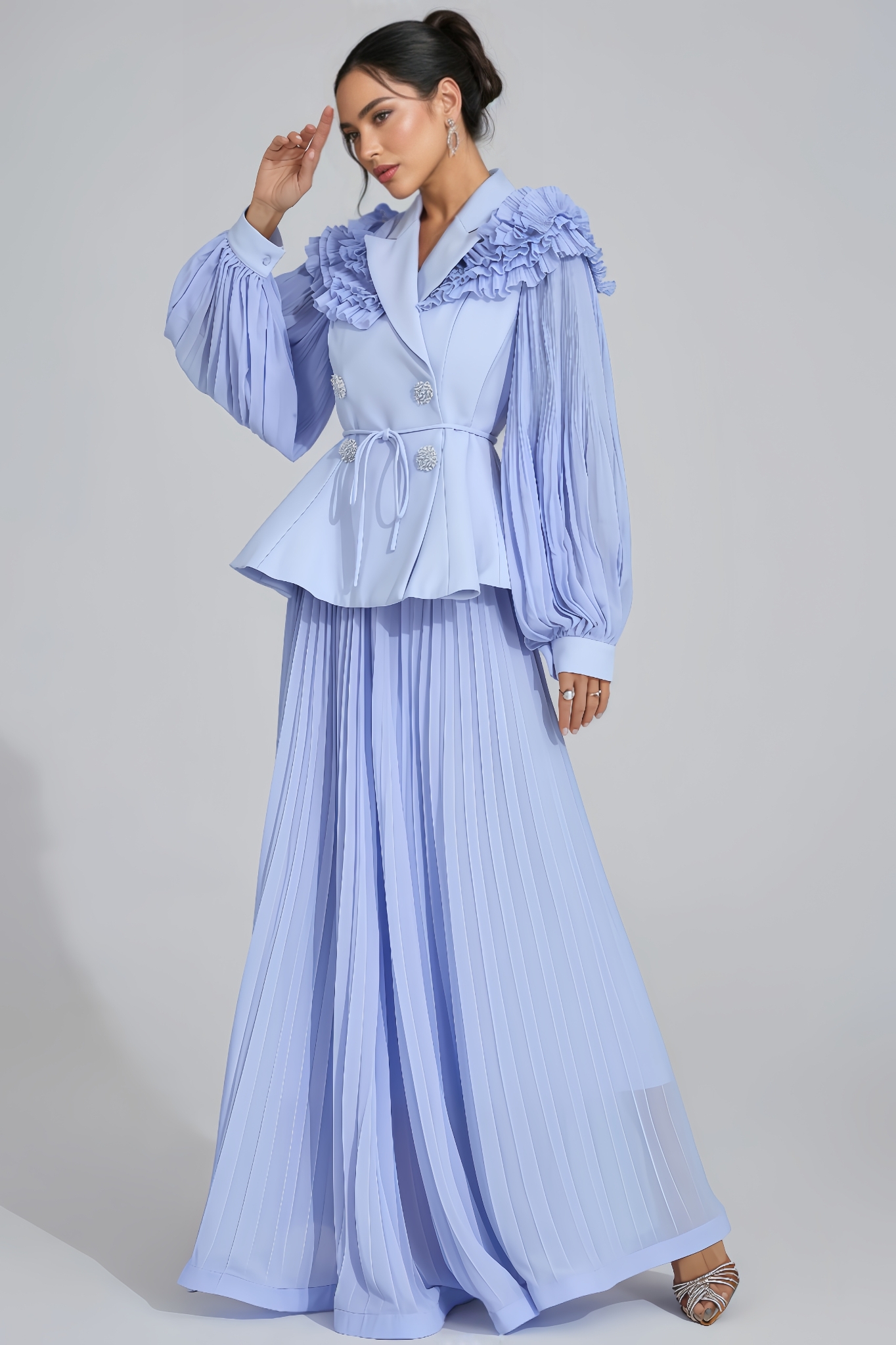 Thalk Blue Flounce Two-Piece Set